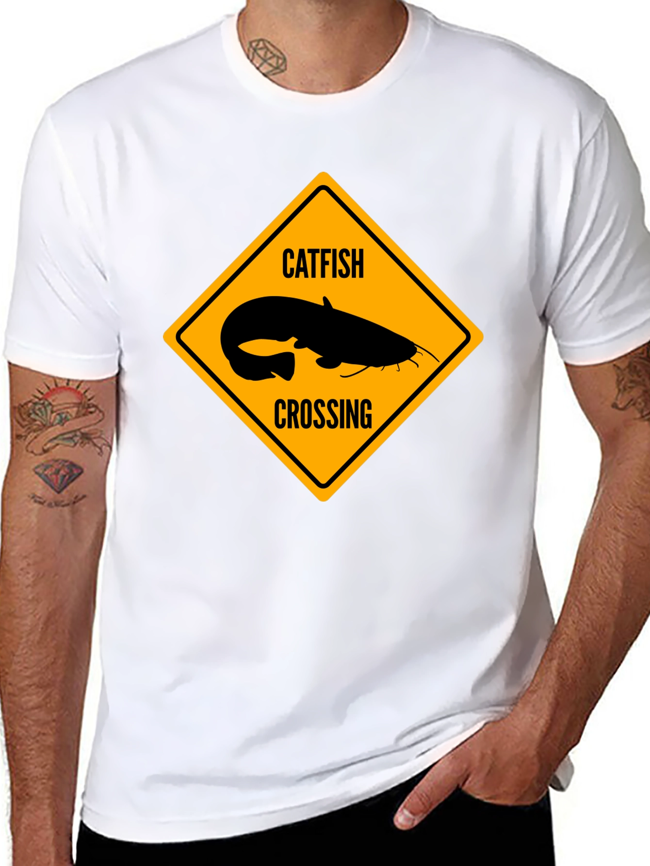 Catfish Crossing Graphic T-Shirt - Black