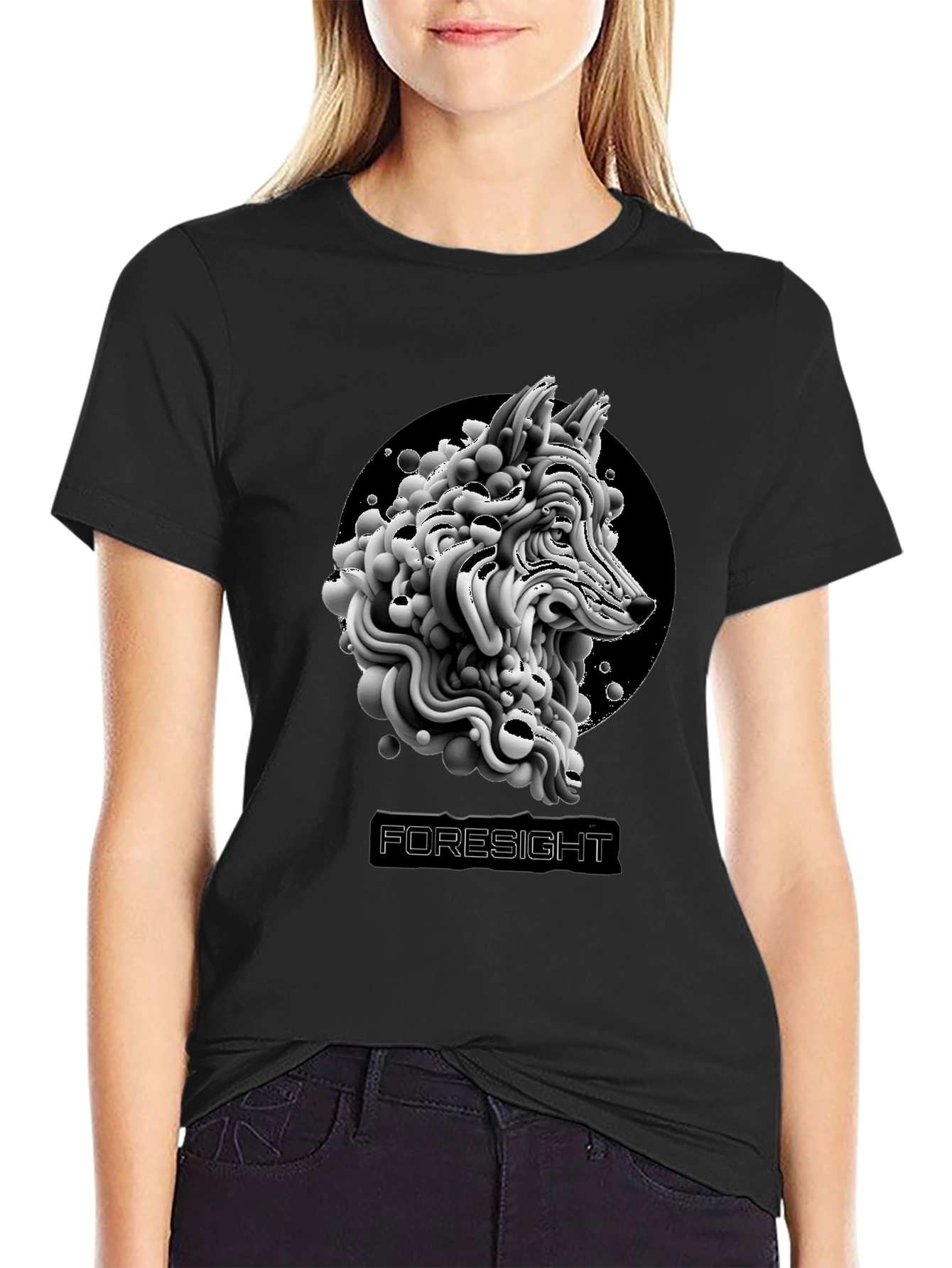 Foresight Wolf Graphic T-Shirt - Black