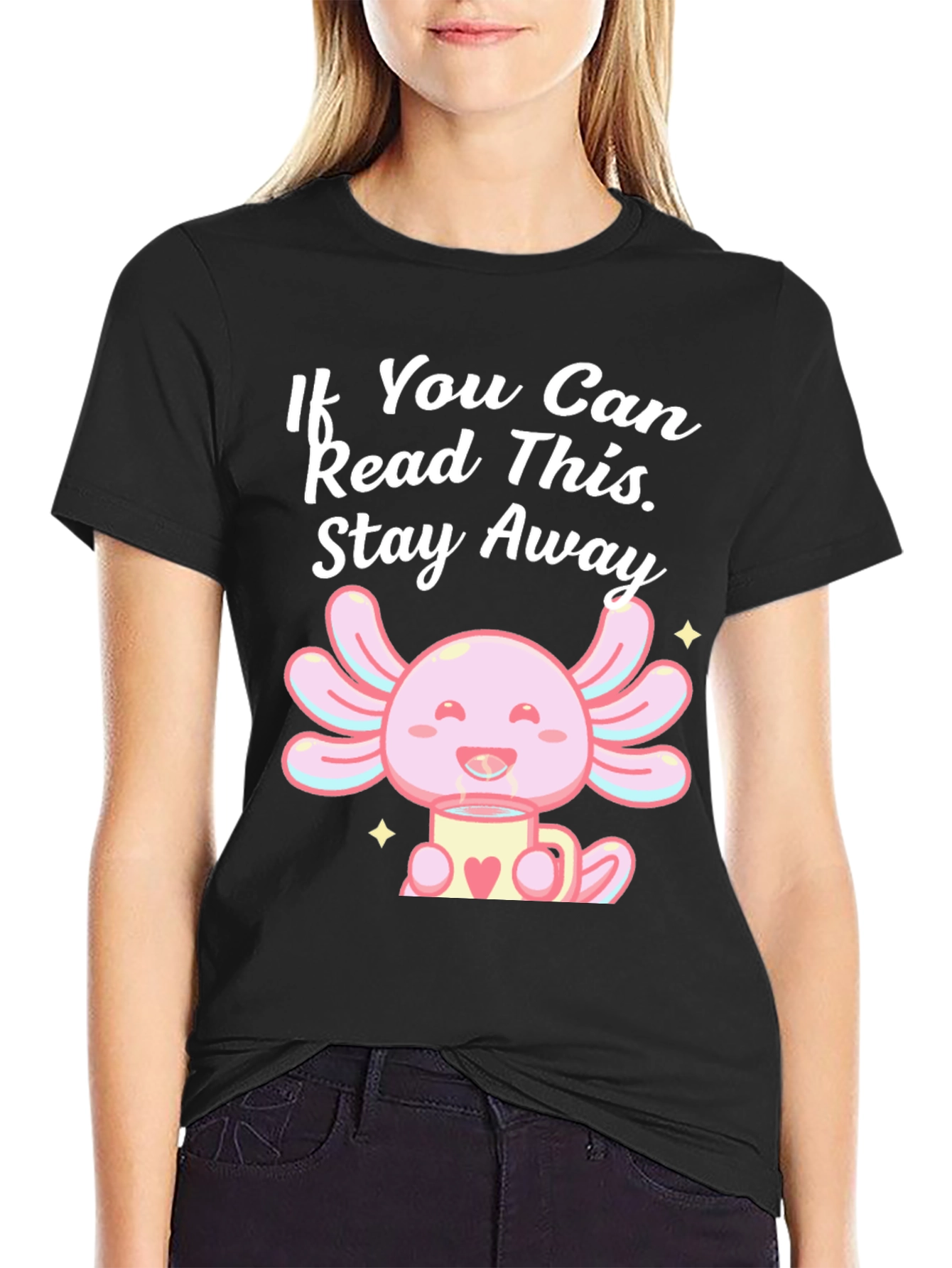 Axolotl Stay Away Graphic Tee - Black