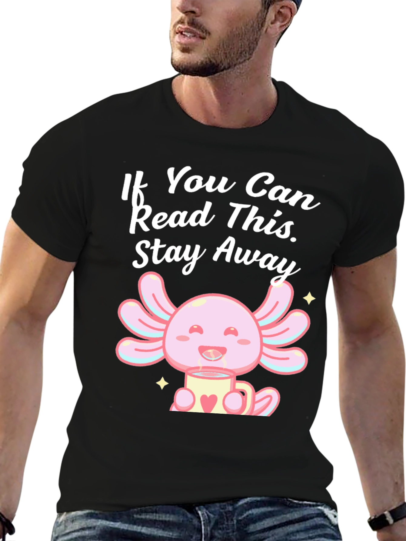 Axolotl Stay Away Graphic Tee - Black