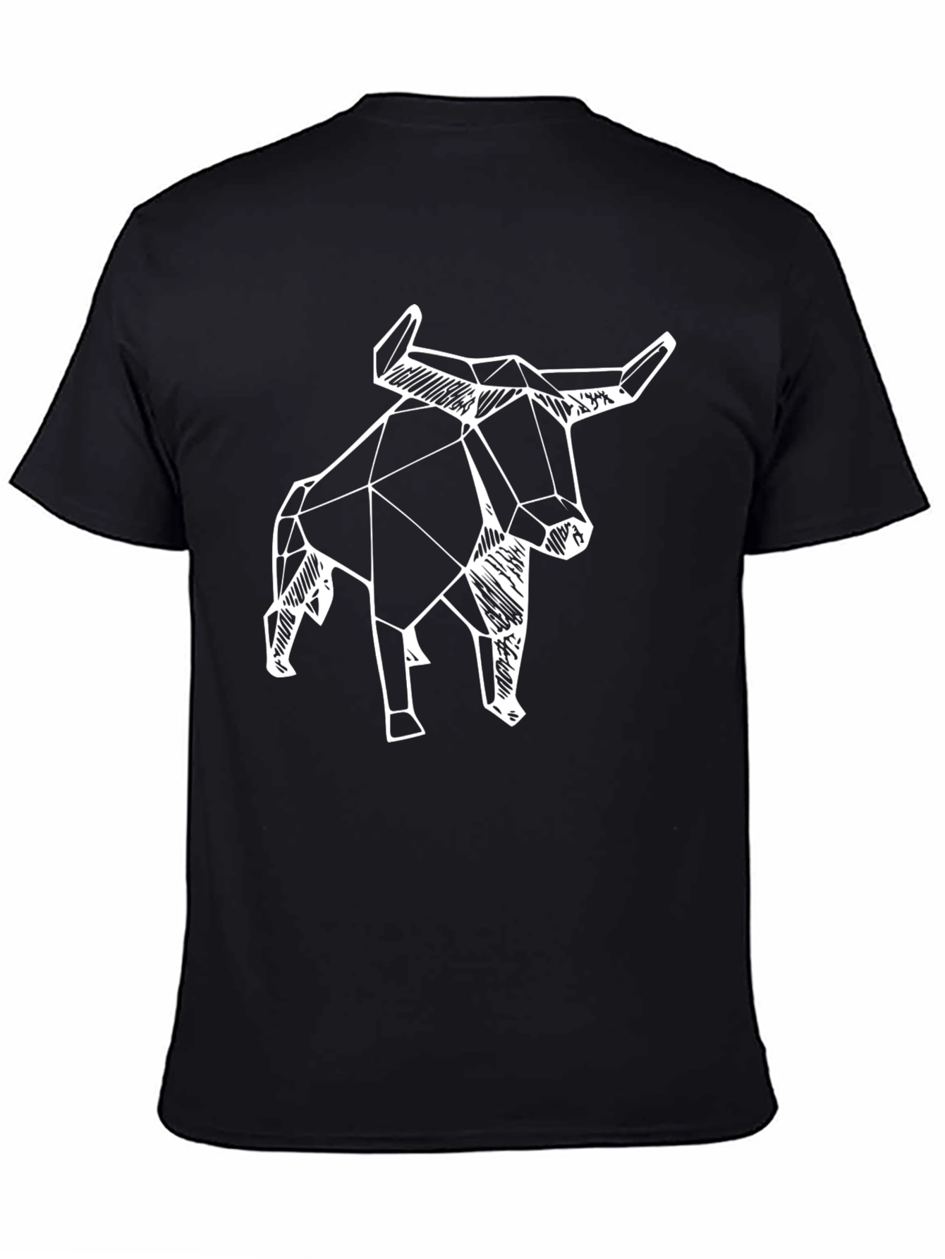 Geometric Bull Graphic Tee - Black T-Shirt