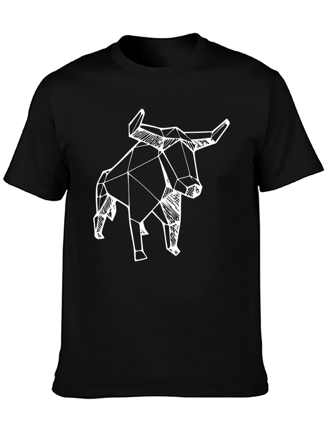 Geometric Bull Graphic Tee - Black T-Shirt