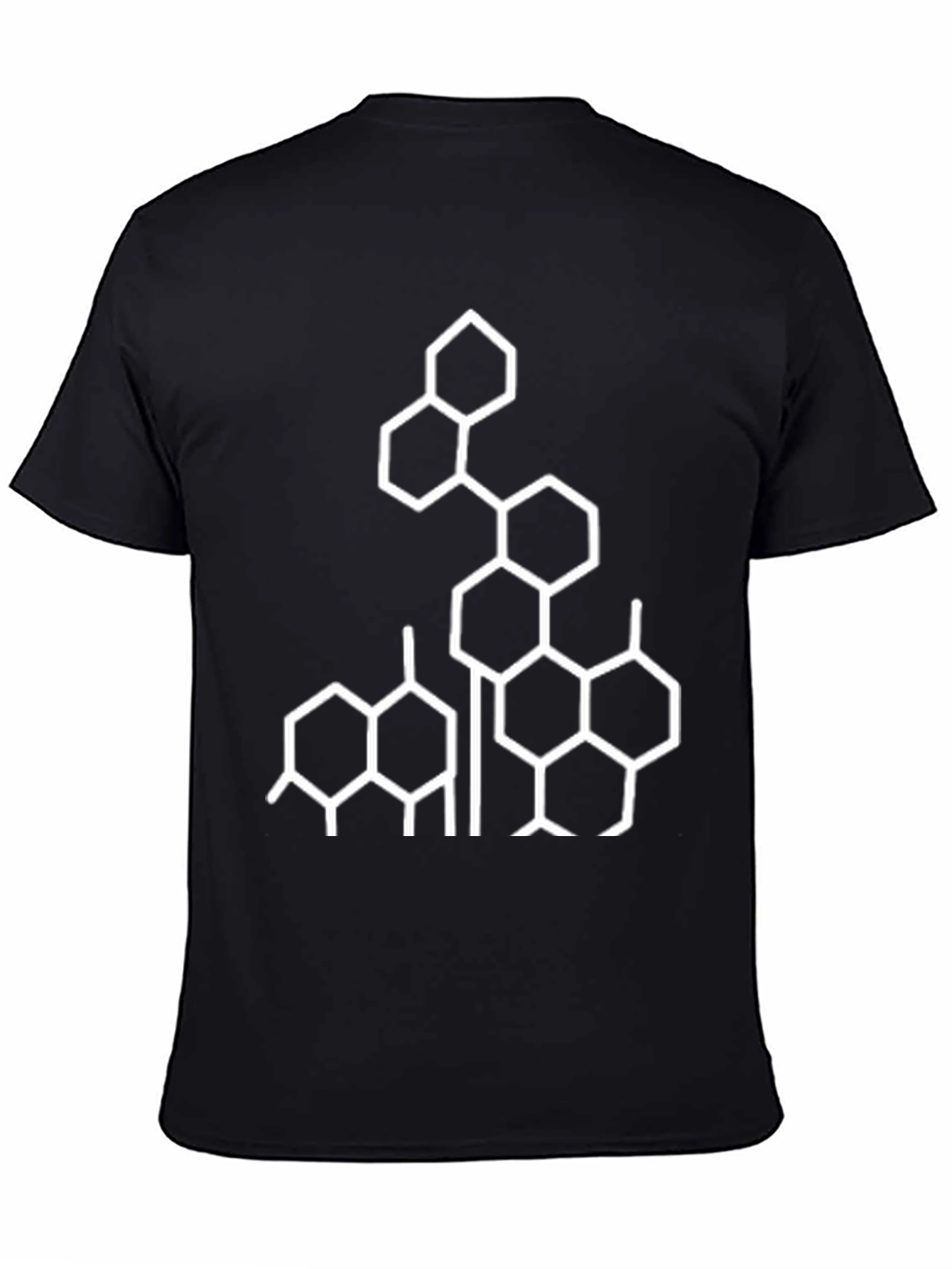 Geometric Hexagon Design Black T-Shirt