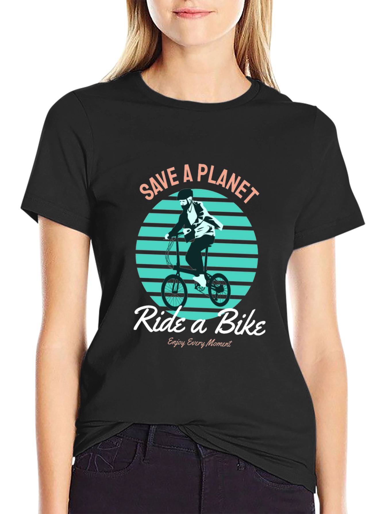 Save a Planet Ride a Bike Graphic T-Shirt