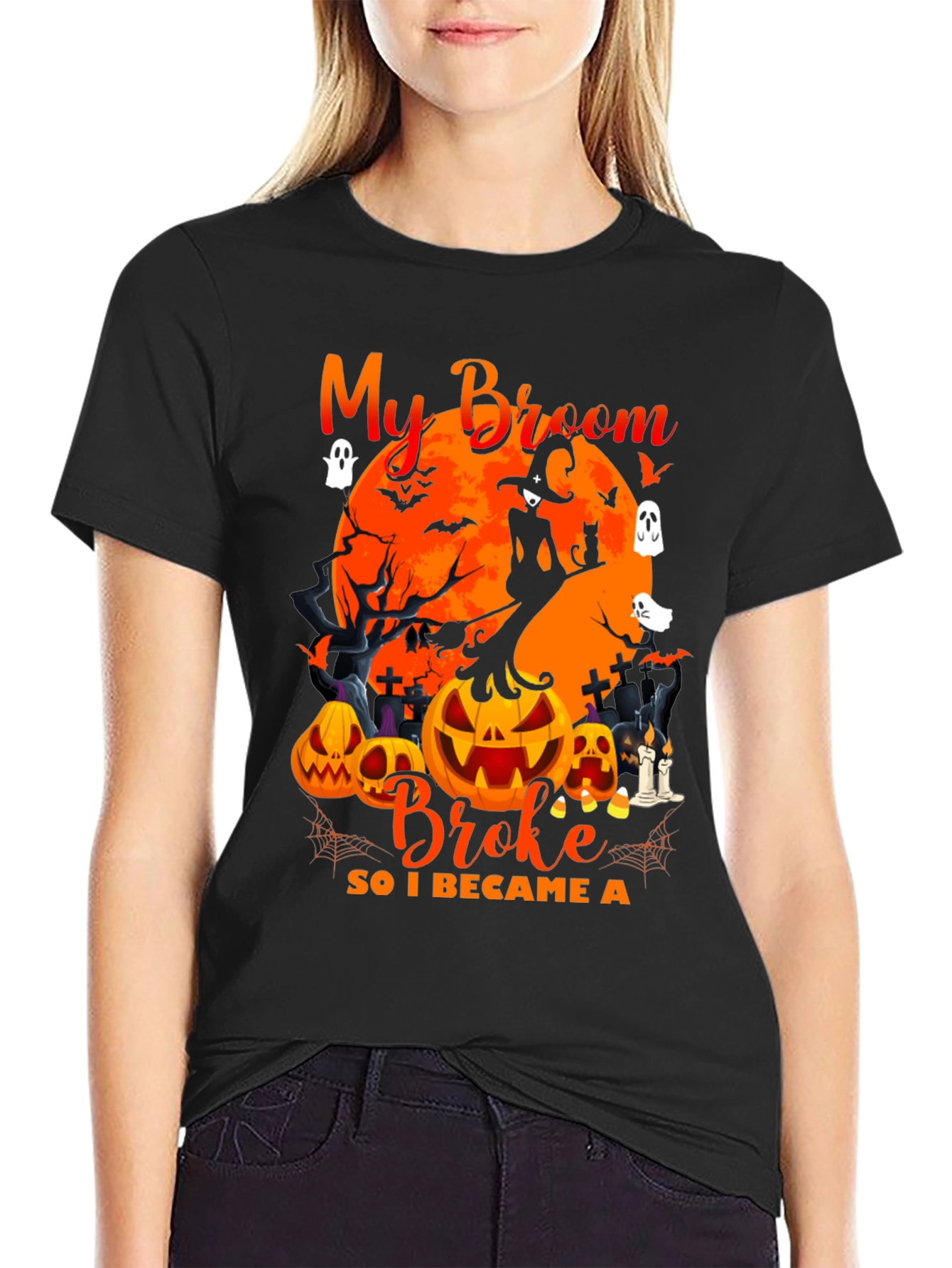 Halloween Witch Broom Tee