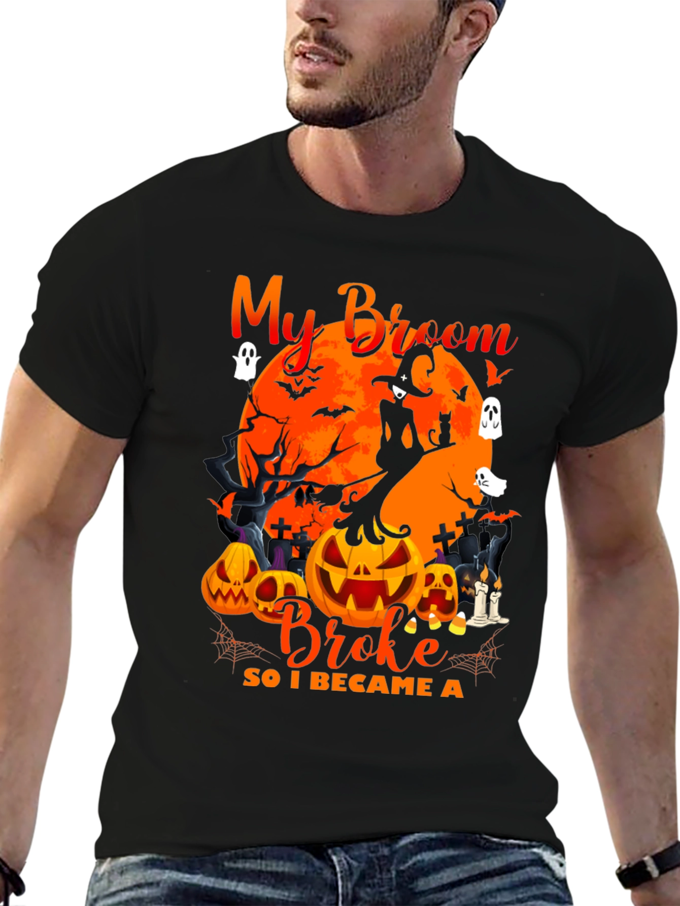 Halloween Witch Broom Tee