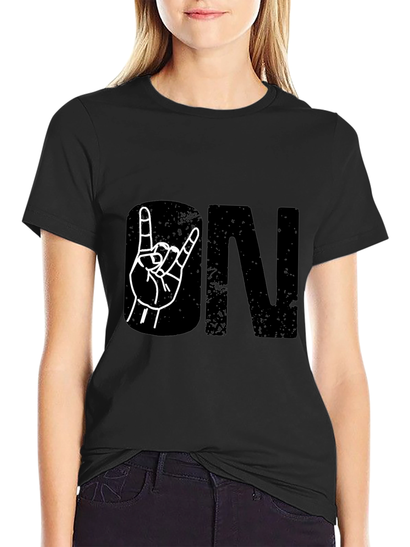 Rock On Black Graphic Tee