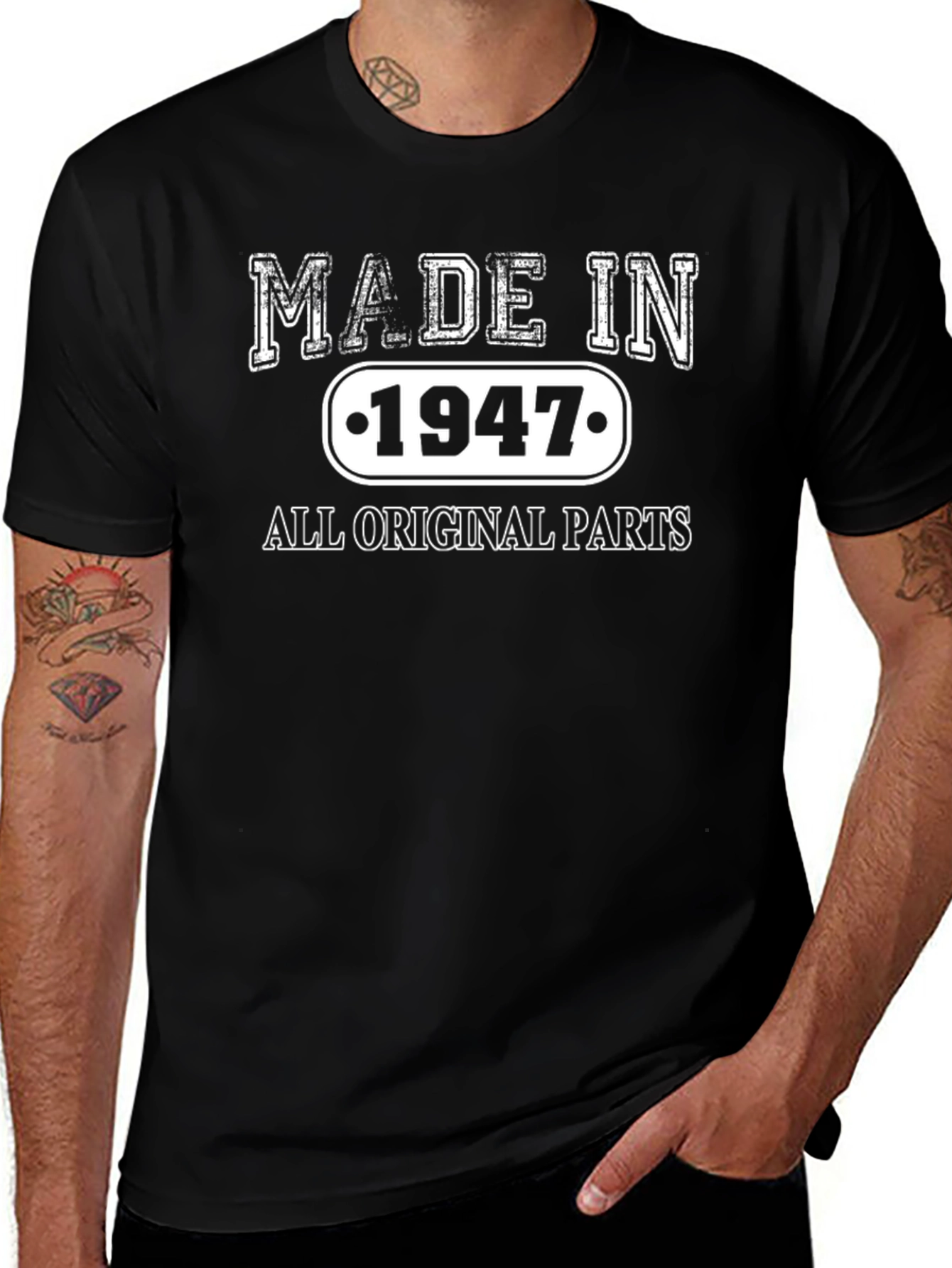 Made in 1947 All Original Parts Black T-Shirt