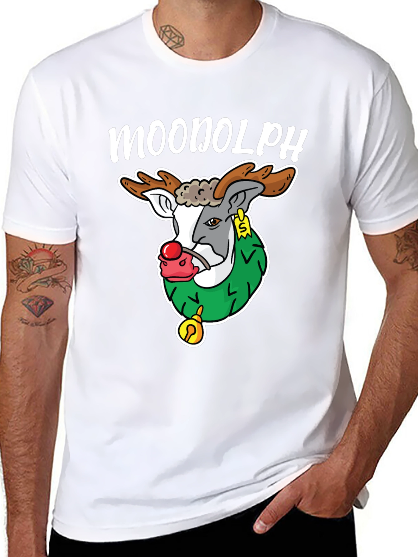 Moonolph Funny Reindeer T-Shirt - Holiday Graphic Tee