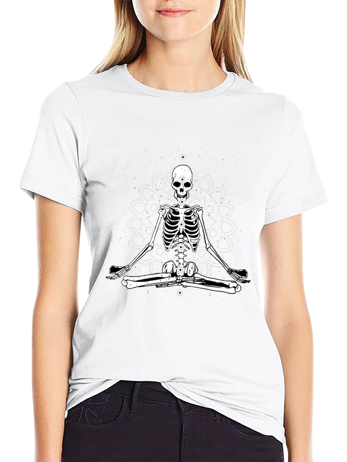 Meditating Skeleton T-Shirt - Yoga Death Tee