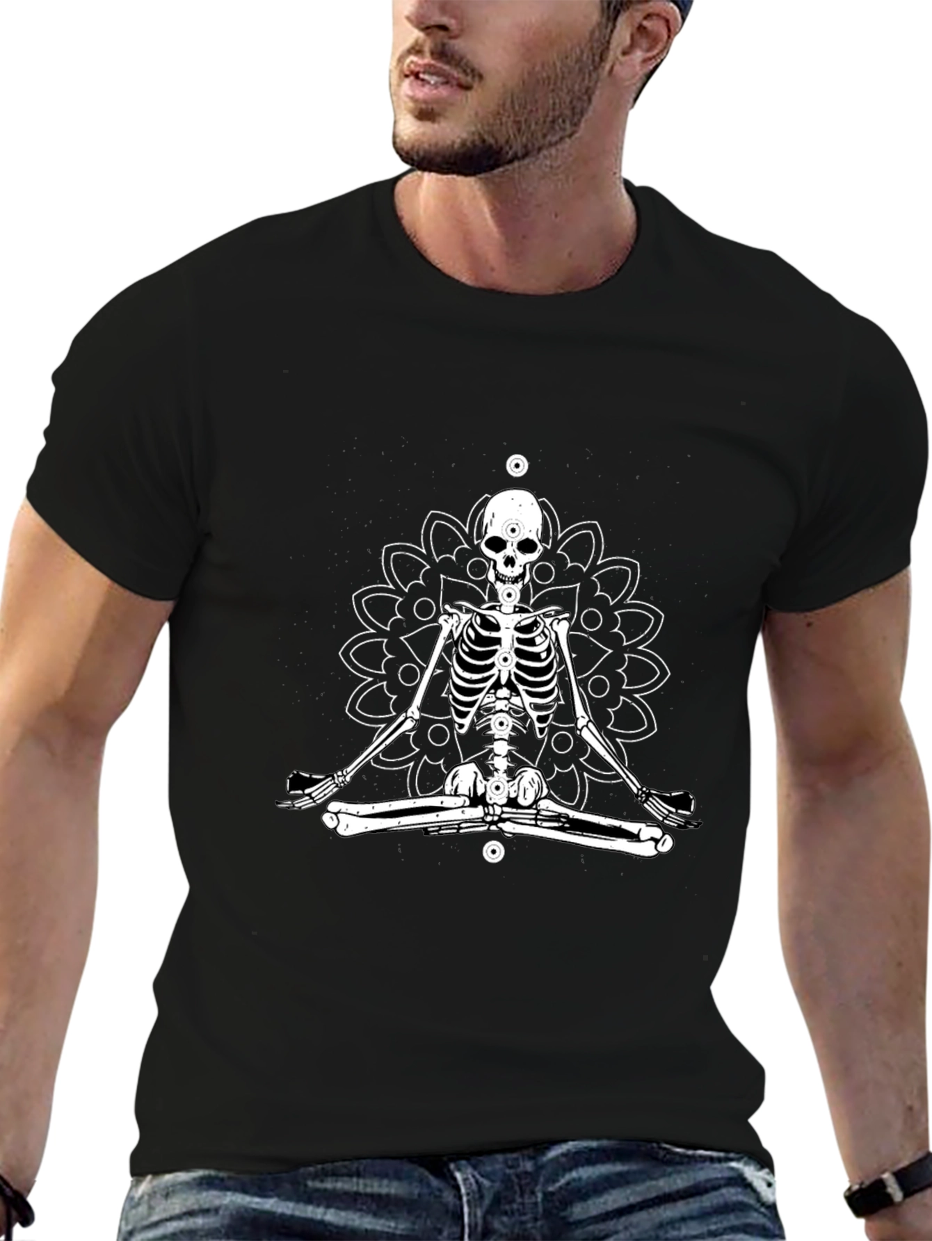 Meditating Skeleton T-Shirt - Yoga Death Tee