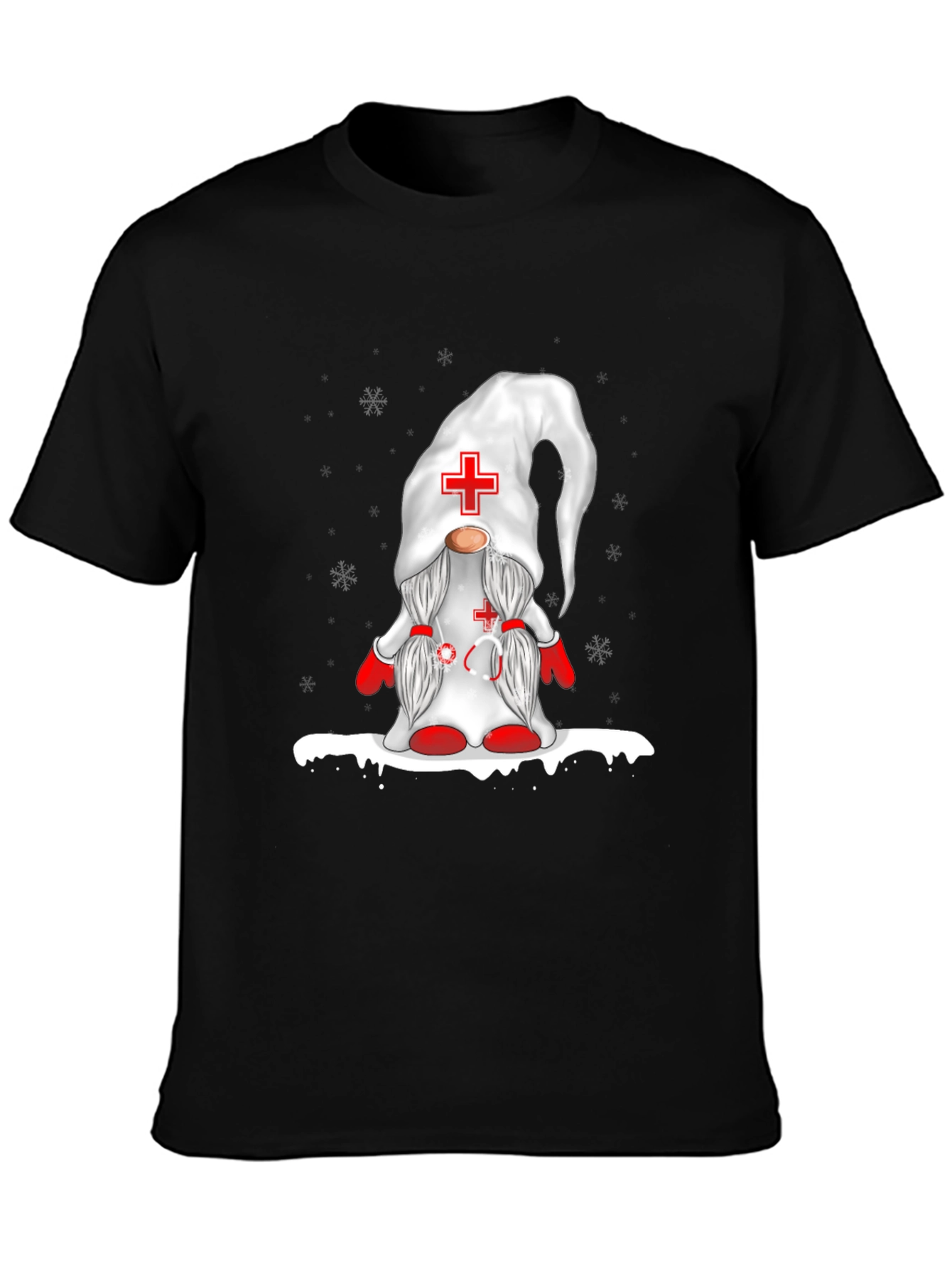 Nurse Gnome Black T-Shirt