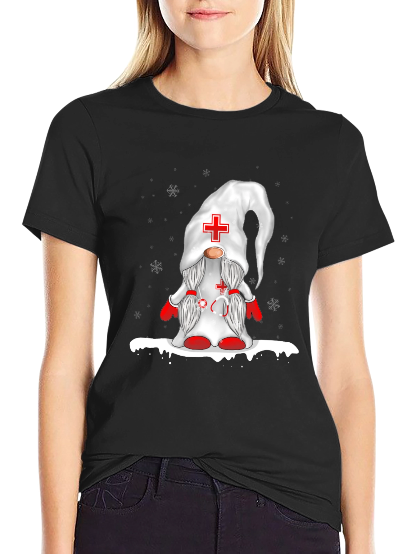 Nurse Gnome Black T-Shirt