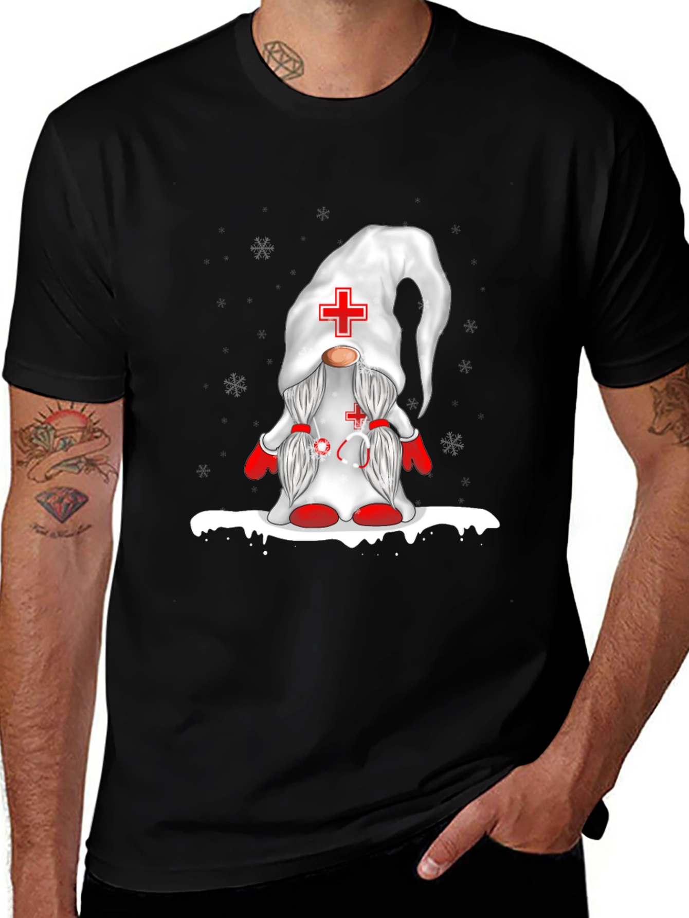Nurse Gnome Black T-Shirt