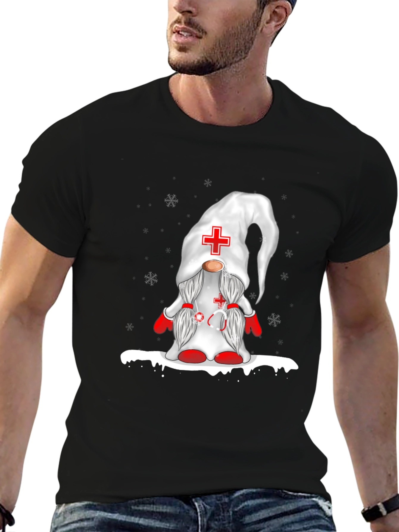 Nurse Gnome Black T-Shirt