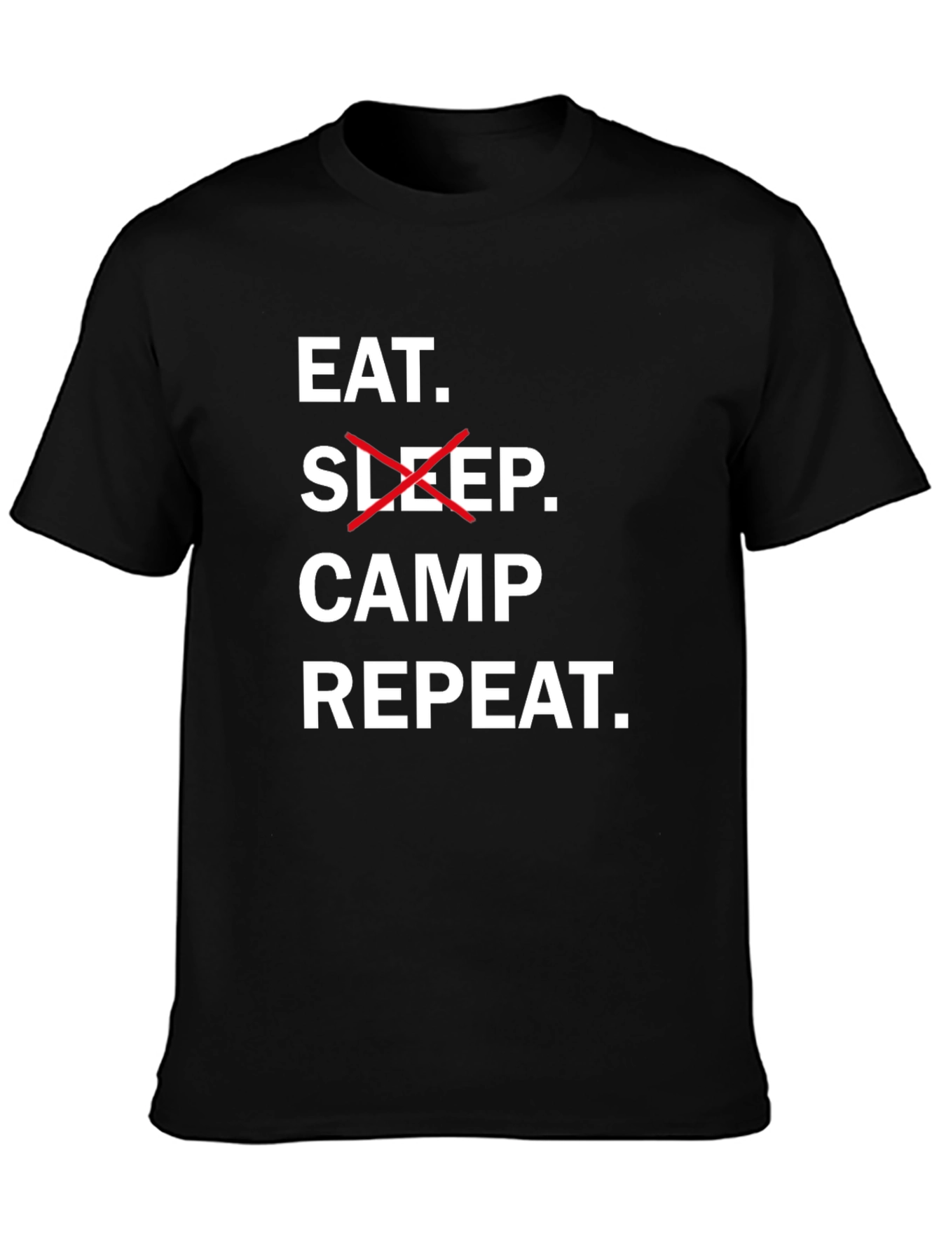 Eat Sleep Camp Repeat Black T-Shirt