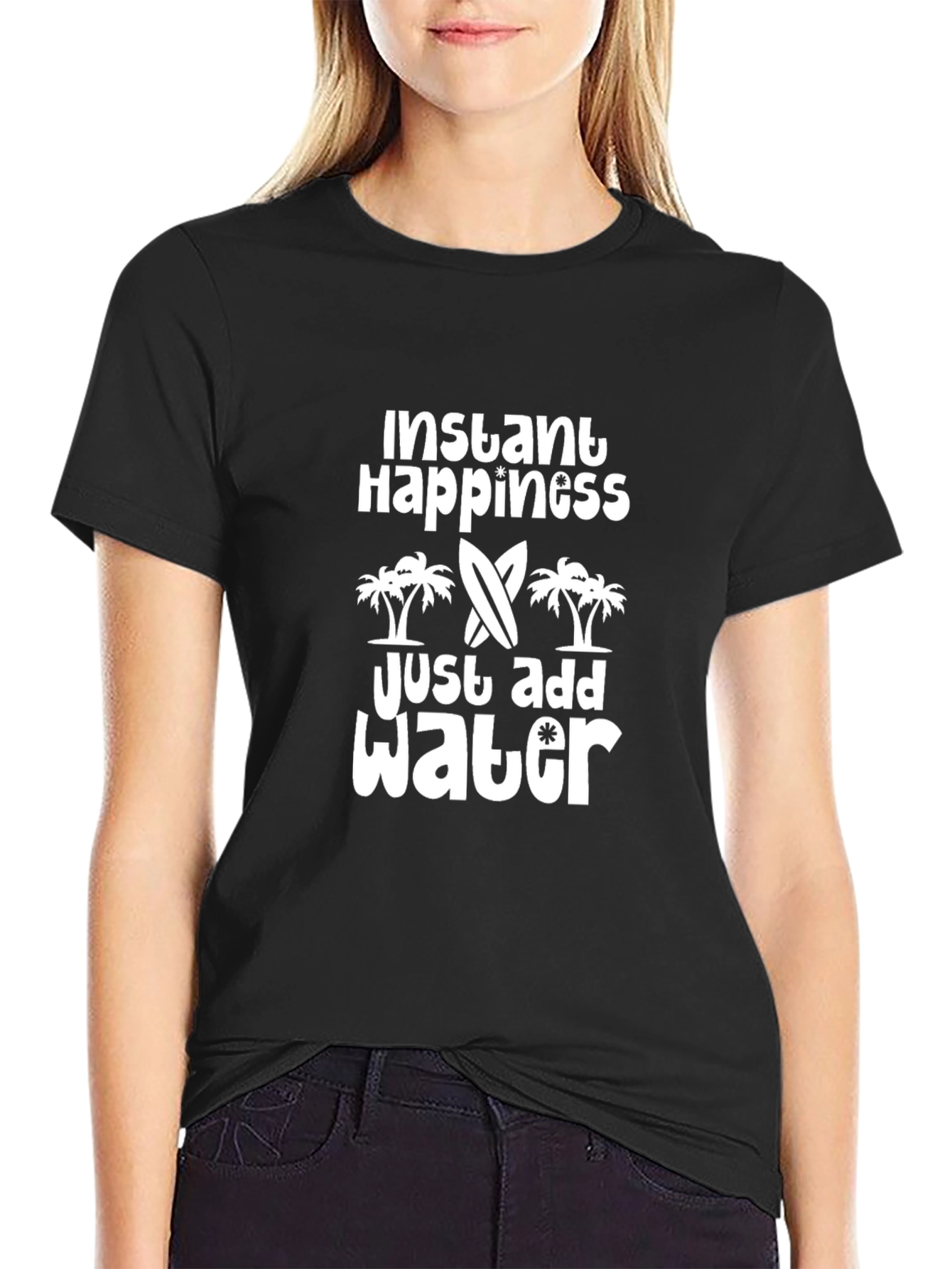 Instant Happiness Just Add Water Graphic Tee - Black