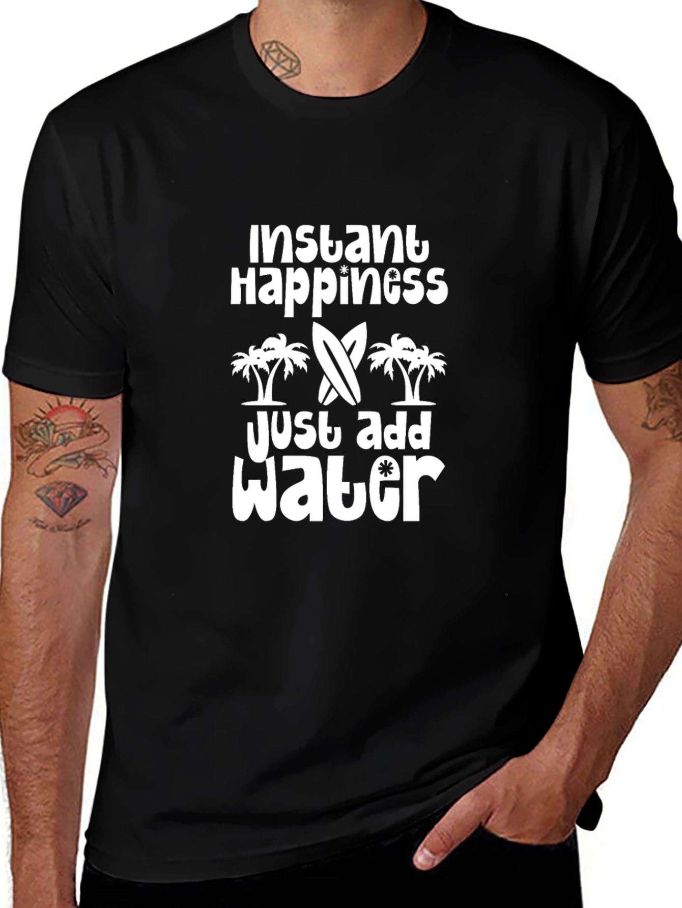Instant Happiness Just Add Water Graphic Tee - Black