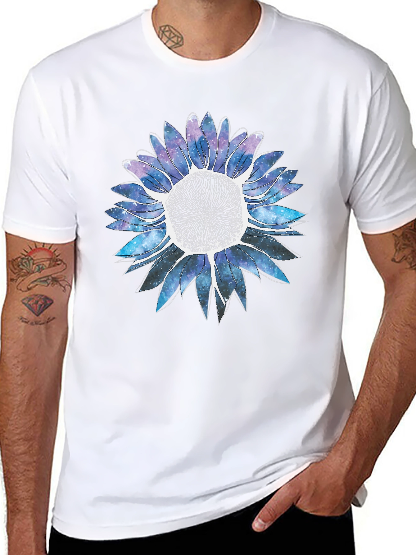 Galaxy Sunflower Graphic Tee - Stylish Comfort
