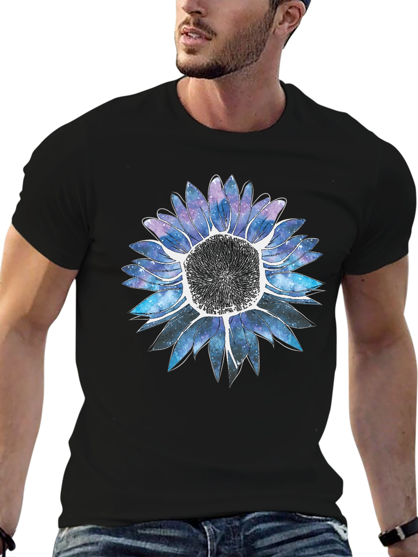 Galaxy Sunflower Graphic Tee - Stylish Comfort