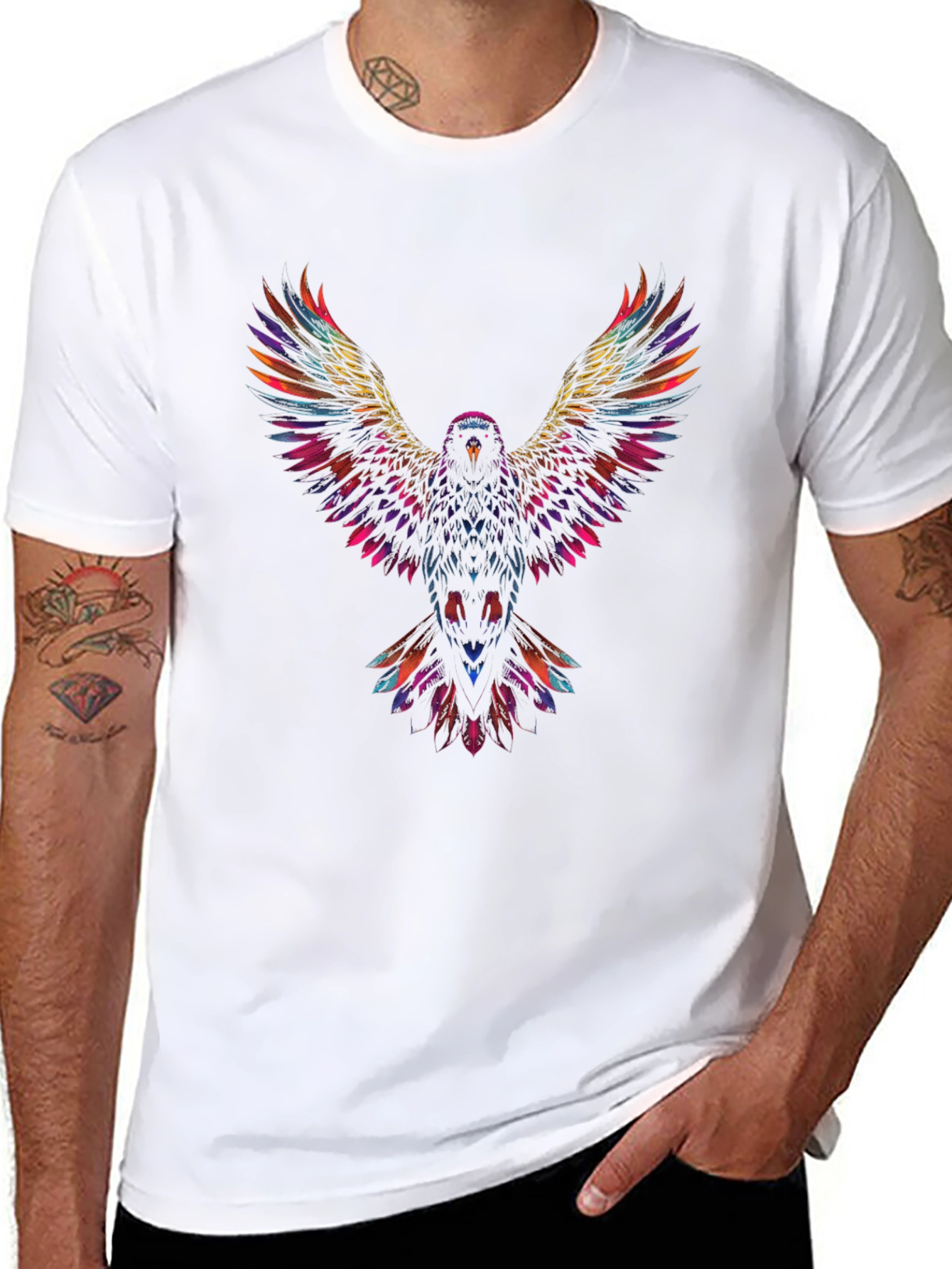 Vibrant Eagle Graphic T-Shirt - Black