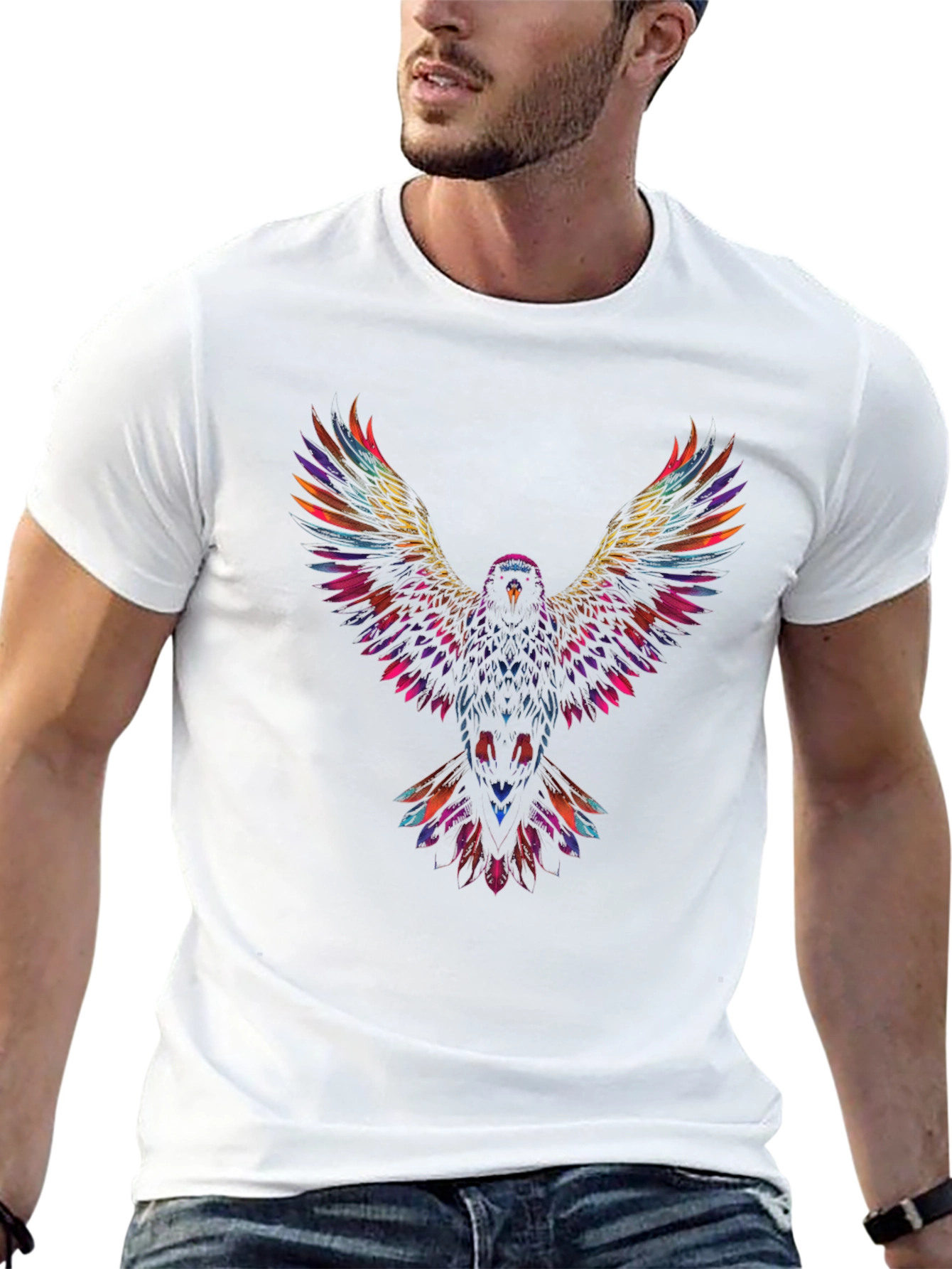 Vibrant Eagle Graphic T-Shirt - Black