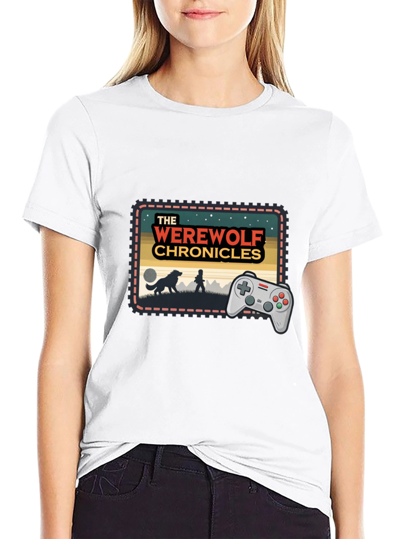 Werewolf Chronicles Gaming Tee - Retro Console Design