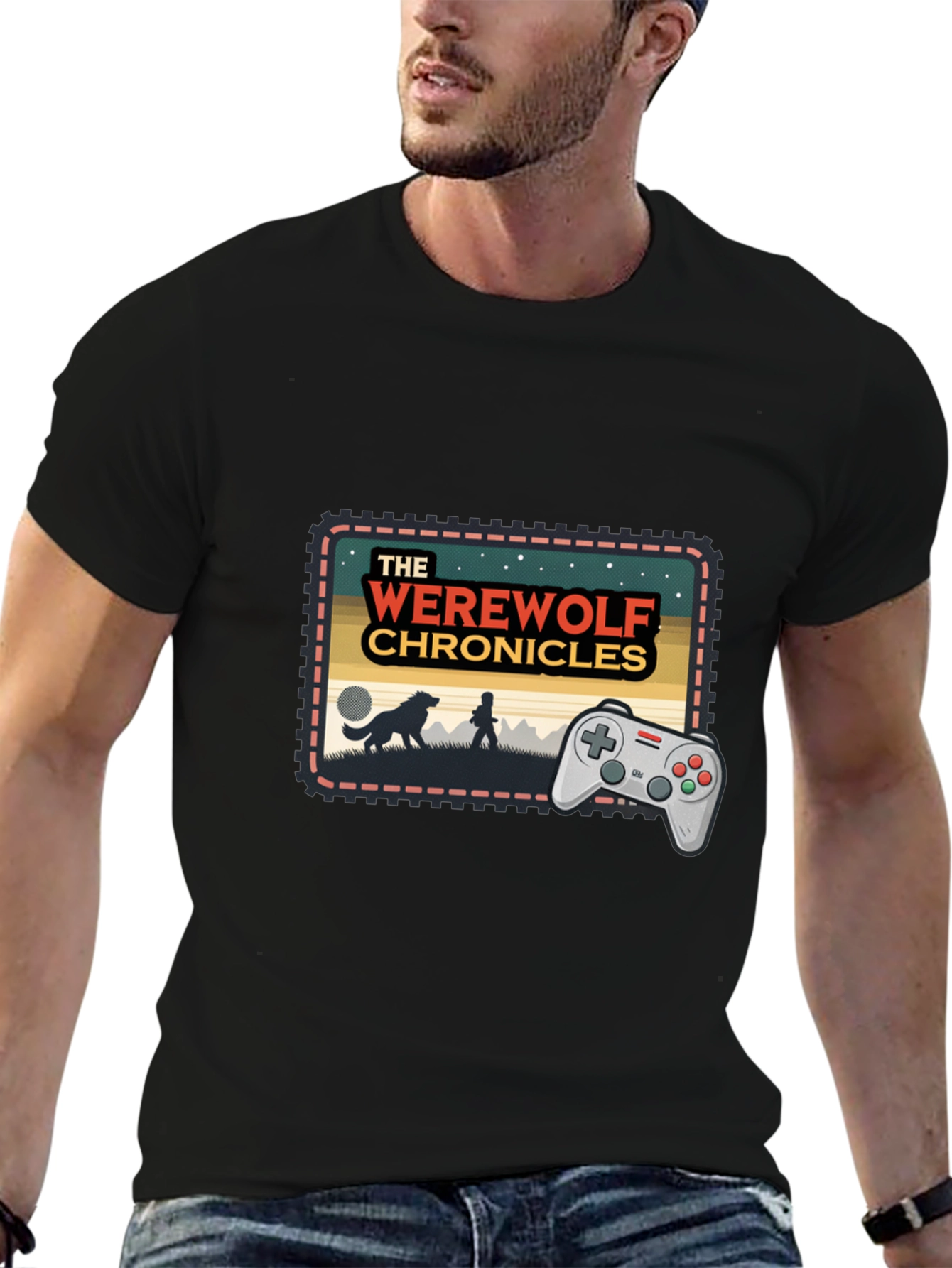 Werewolf Chronicles Gaming Tee - Retro Console Design