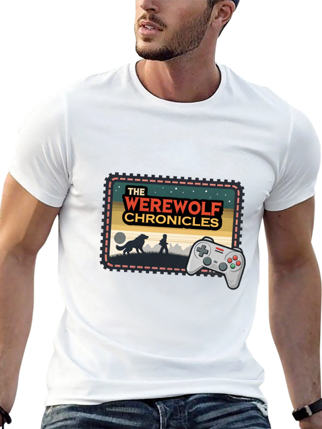 Werewolf Chronicles Gaming Tee - Retro Console Design