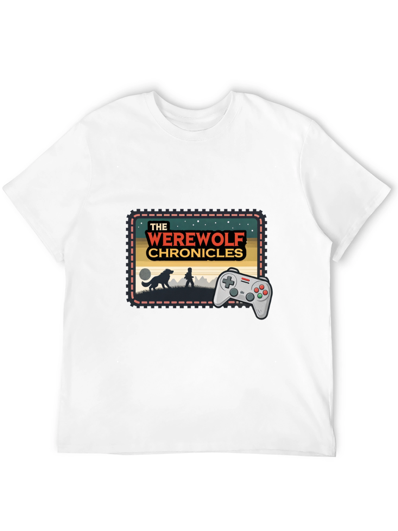 Werewolf Chronicles Gaming Tee - Retro Console Design