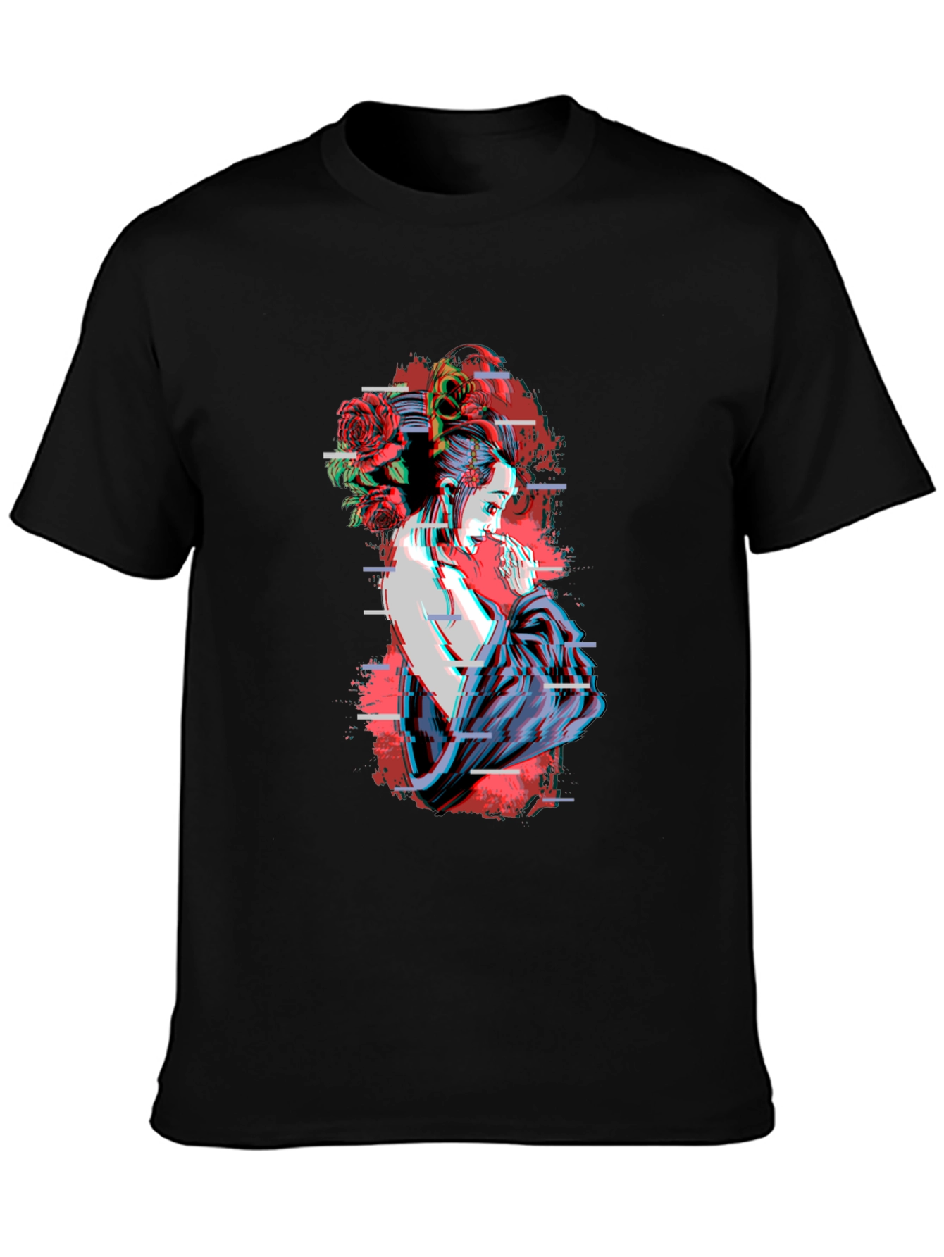 Geisha Glitch T-Shirt - Unique Graphic Tee