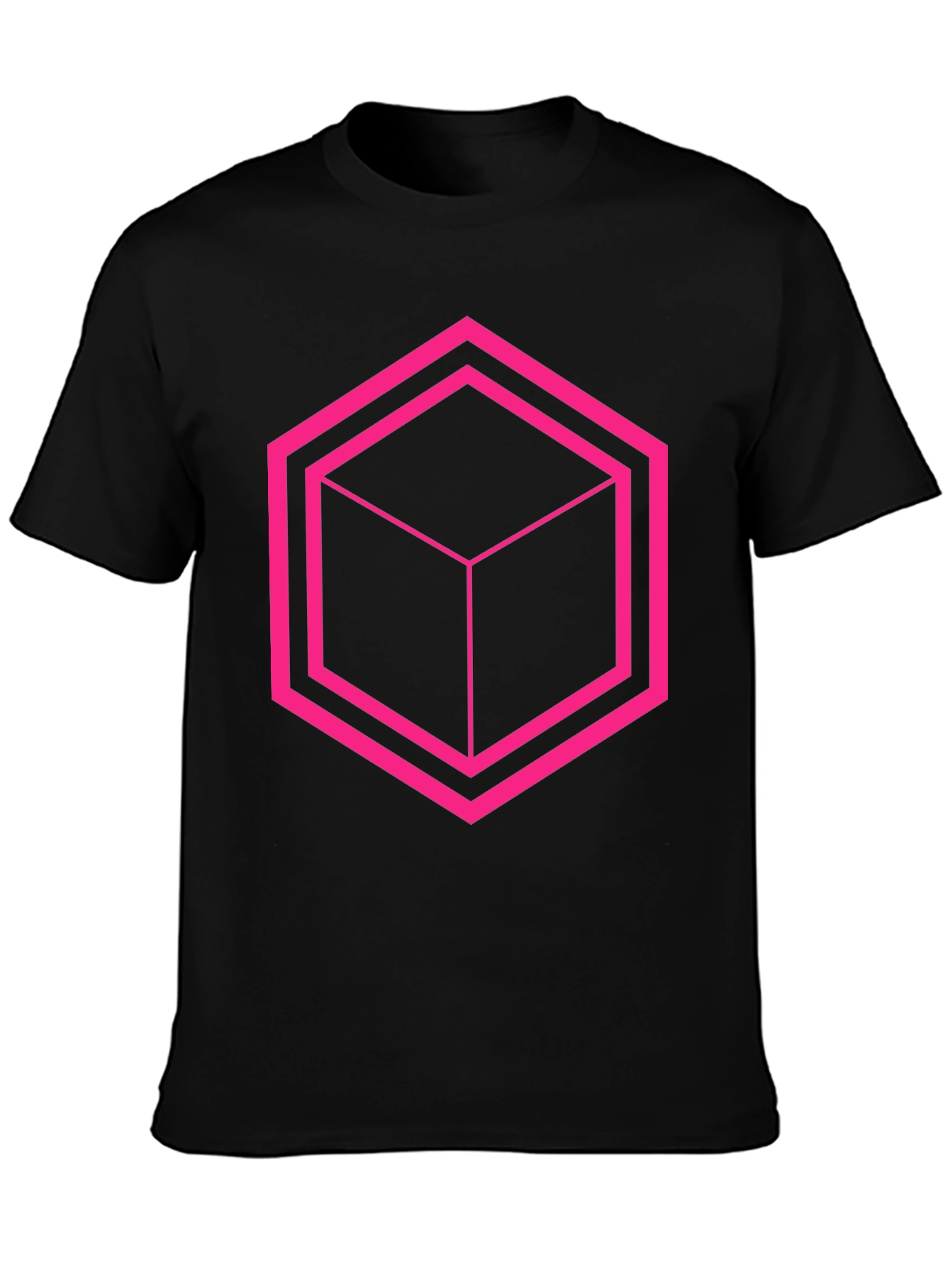Geometric Cube Graphic Tee - Black