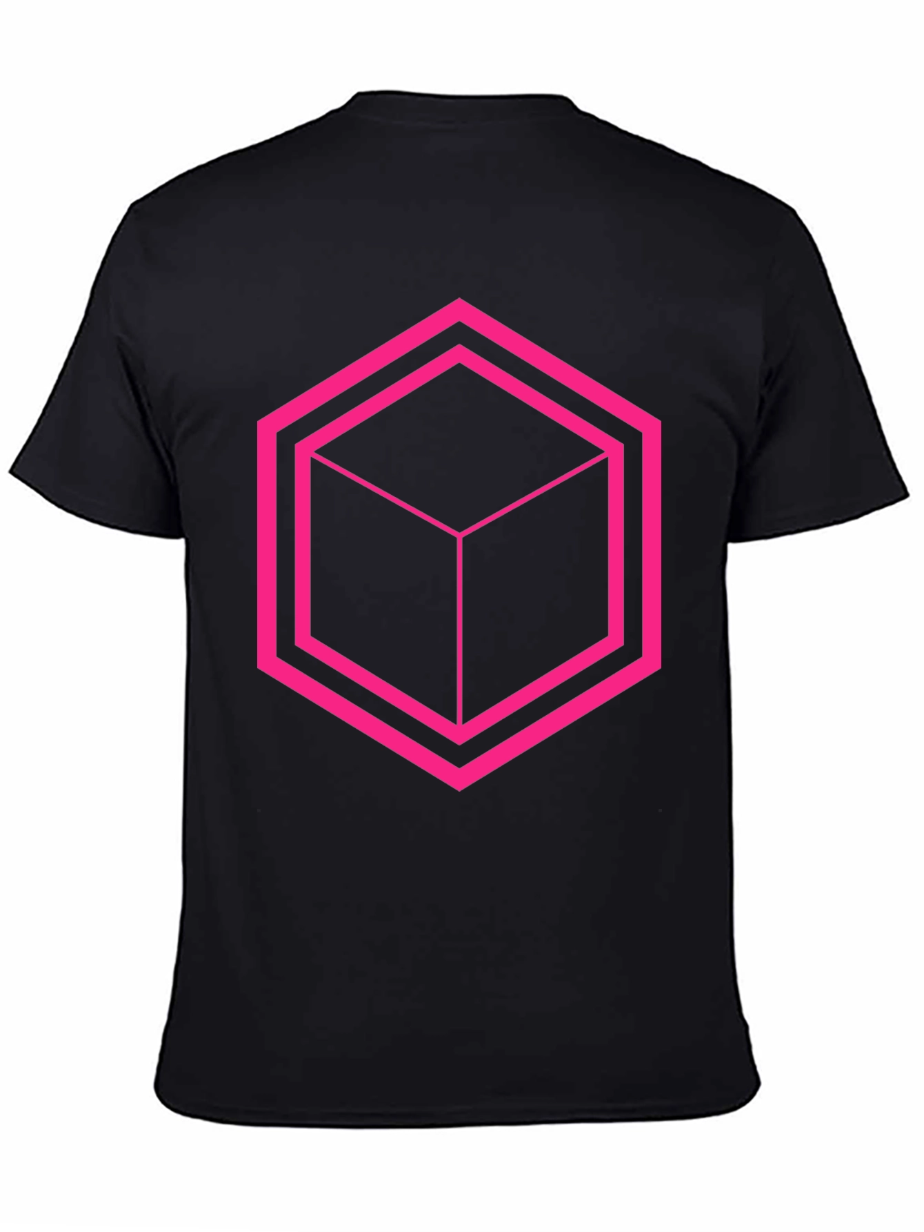 Geometric Cube Graphic Tee - Black