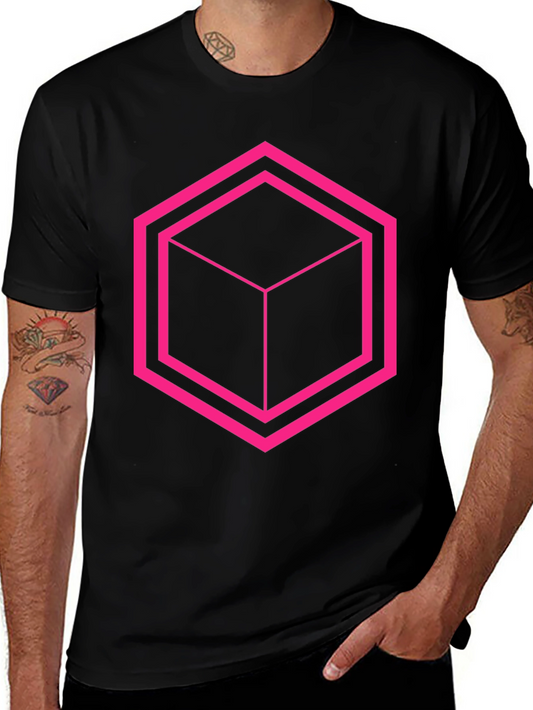Geometric Cube Graphic Tee - Black