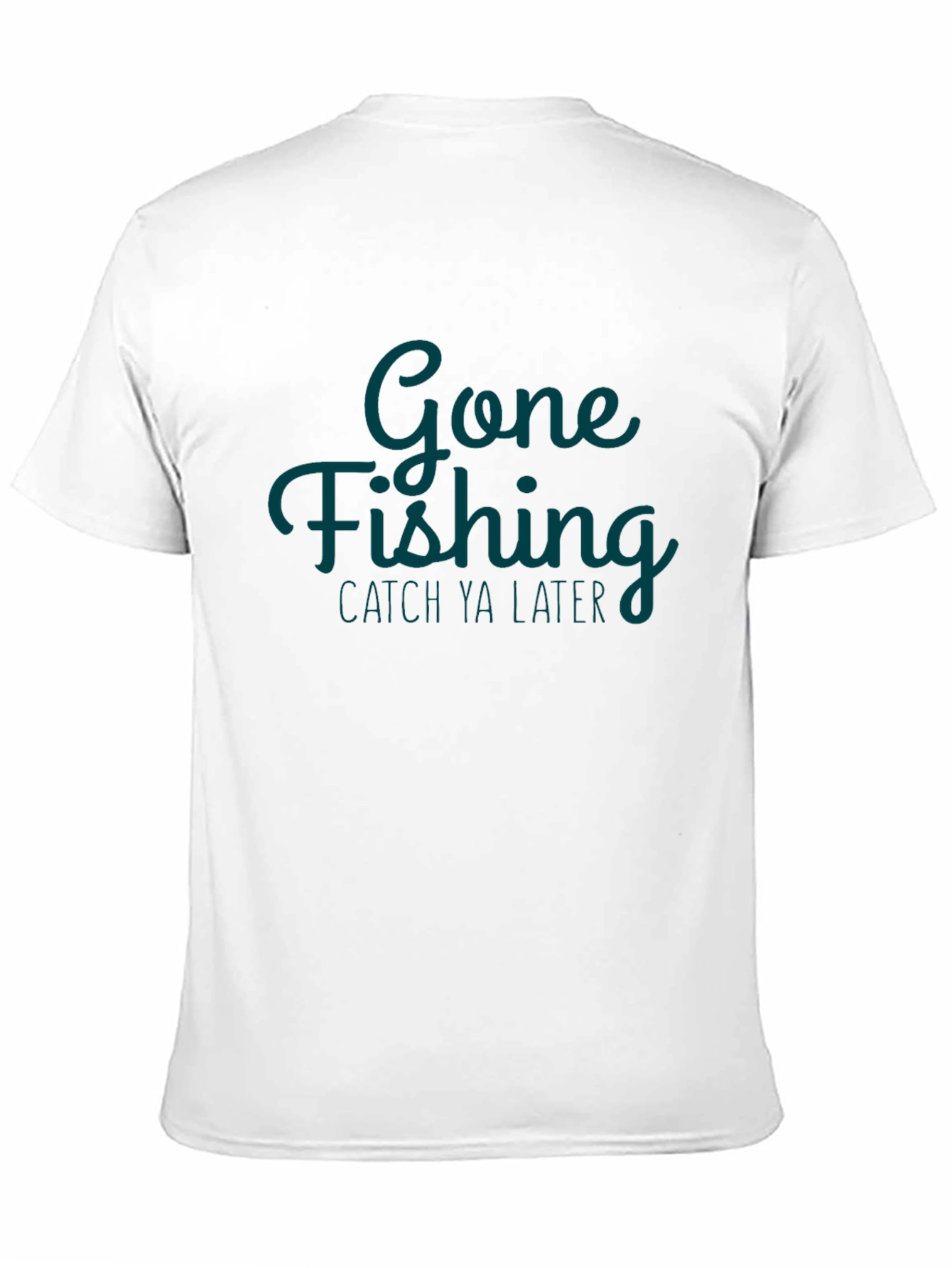 Gone Fishing Mens Black Graphic T-Shirt