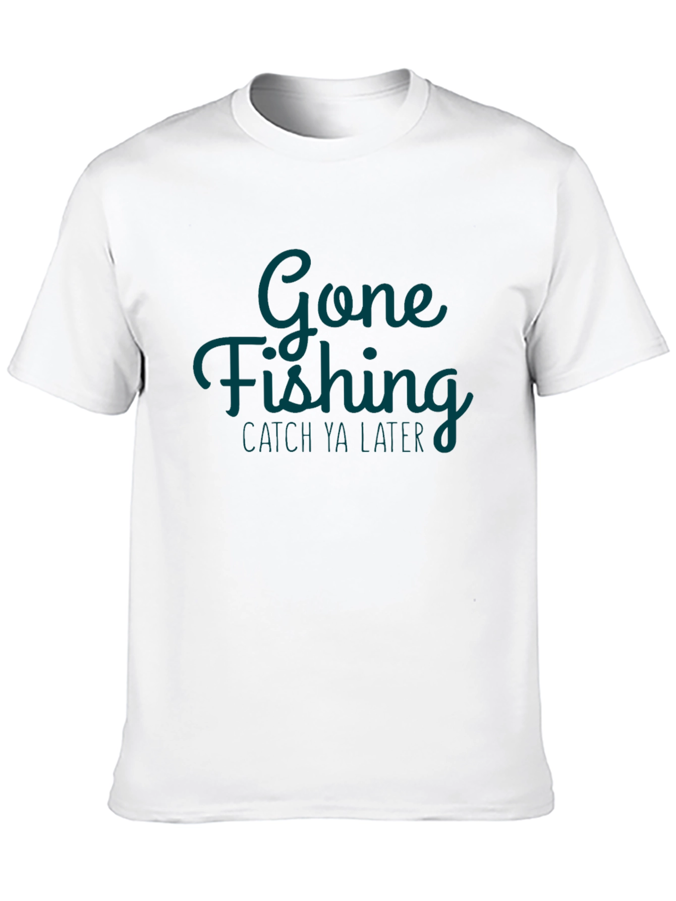 Gone Fishing Mens Black Graphic T-Shirt