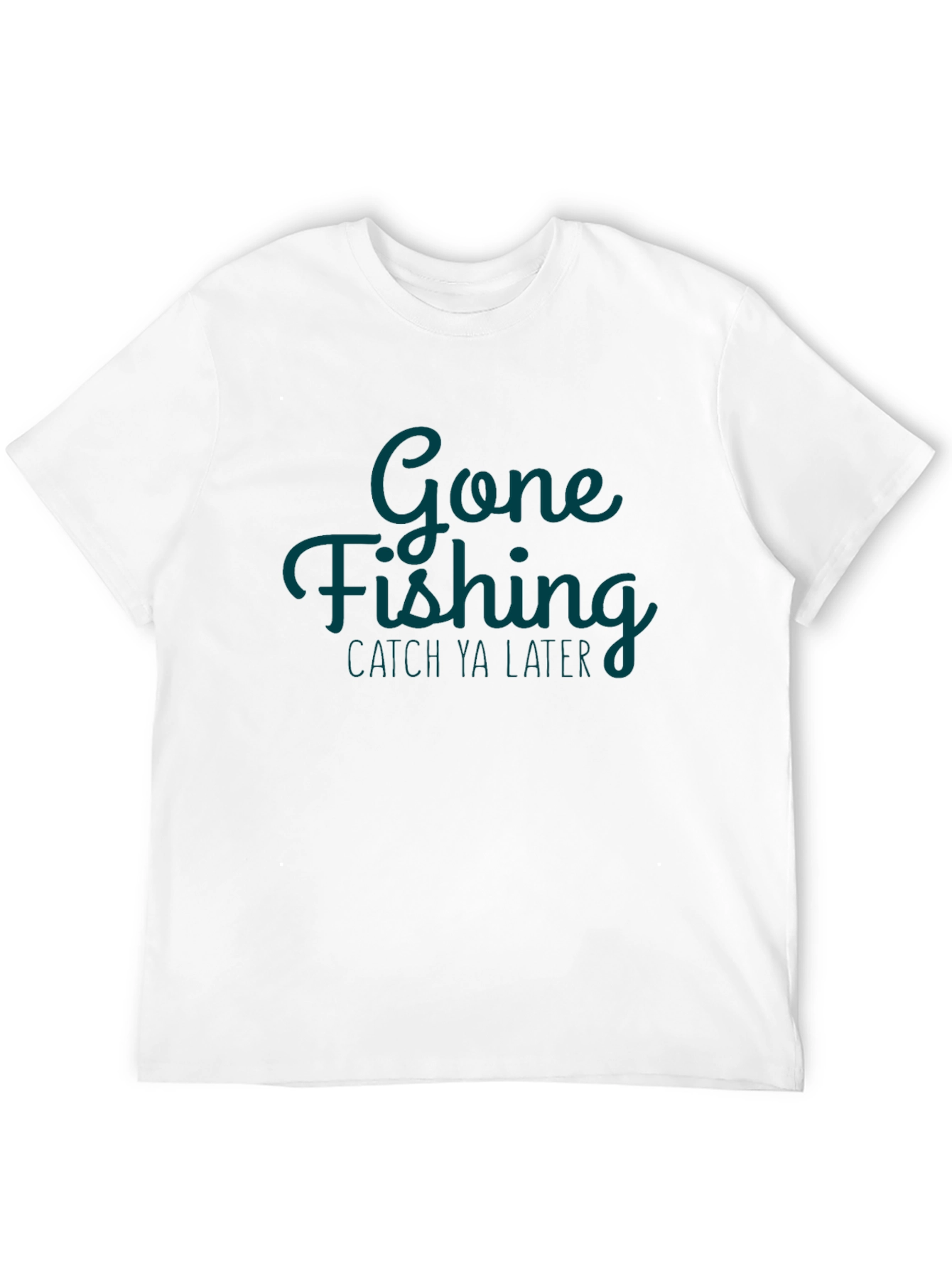 Gone Fishing Mens Black Graphic T-Shirt