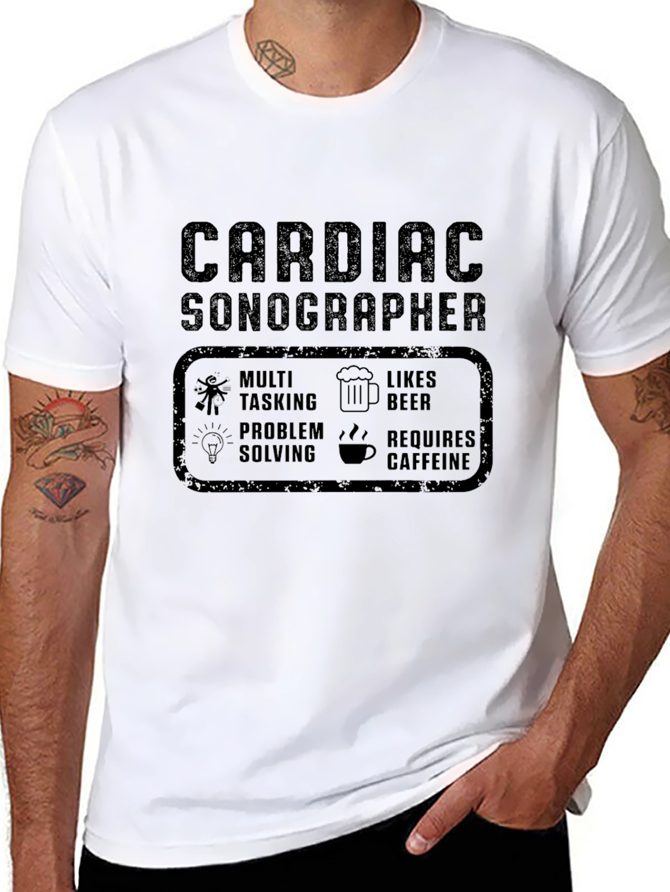 Cardiac Sonographer Tee - Multi-Tasking Beer Caffeine