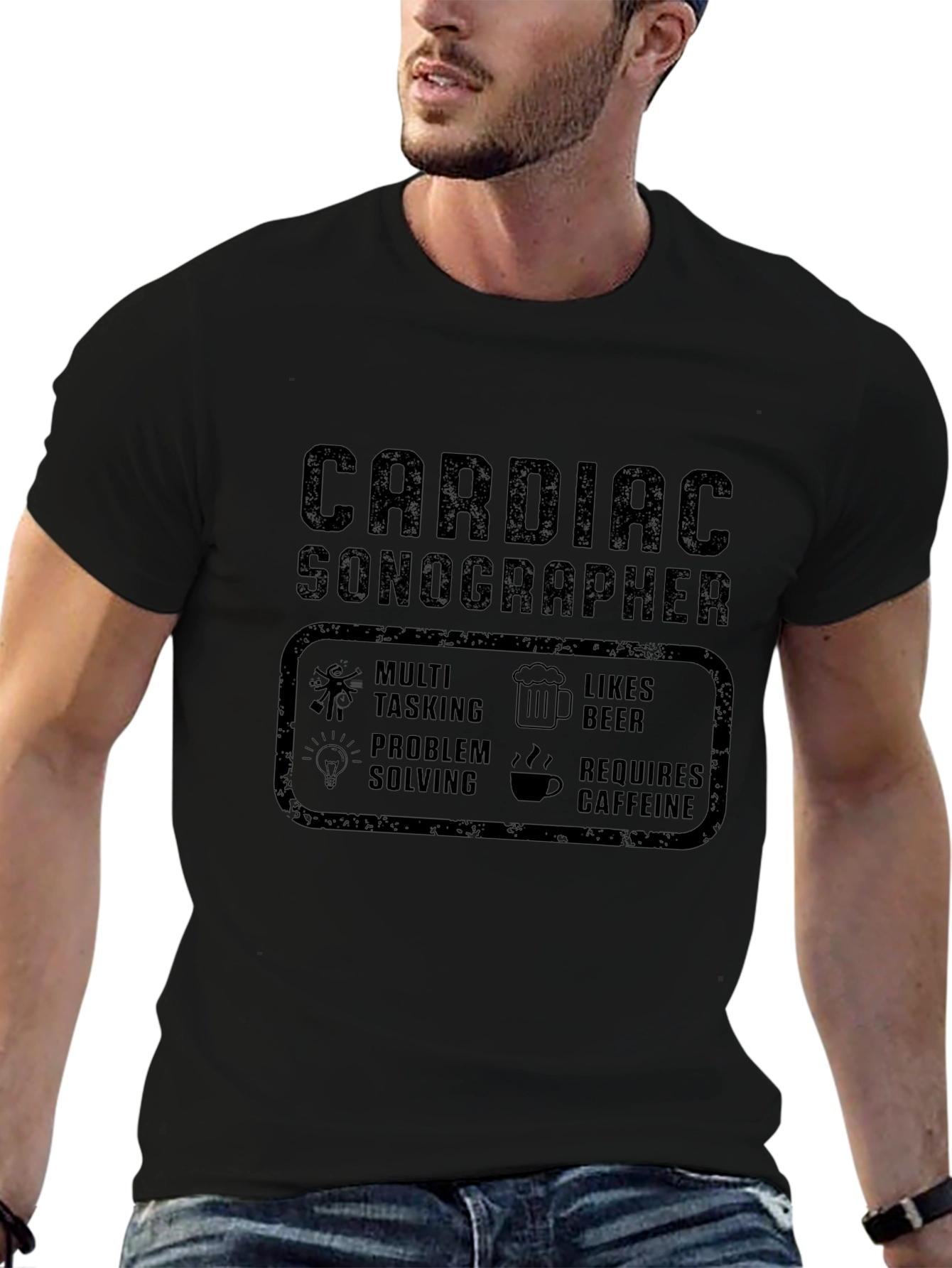 Cardiac Sonographer Tee - Multi-Tasking Beer Caffeine
