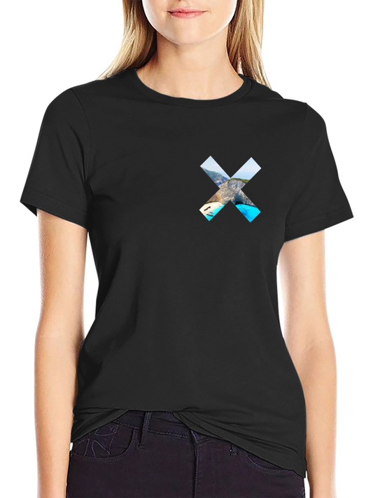 Black T-Shirt with Landscape X Graphic