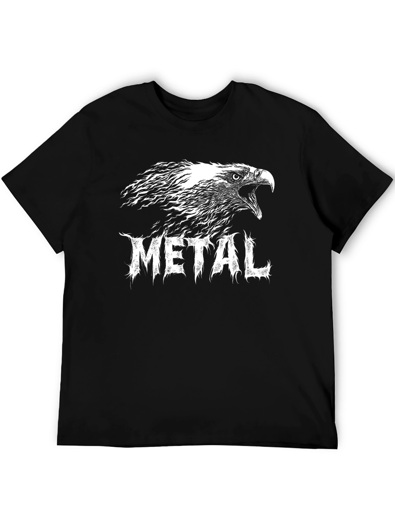 Metal Eagle Graphic Tee - Black Cotton T-Shirt