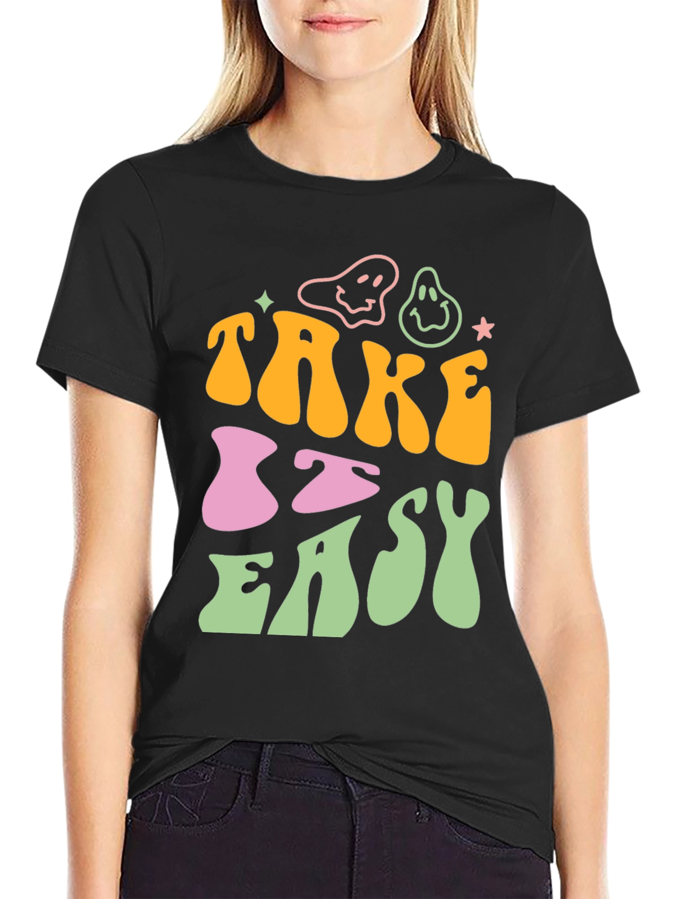 Take It Easy T-Shirt - Retro Smiley Face Tee