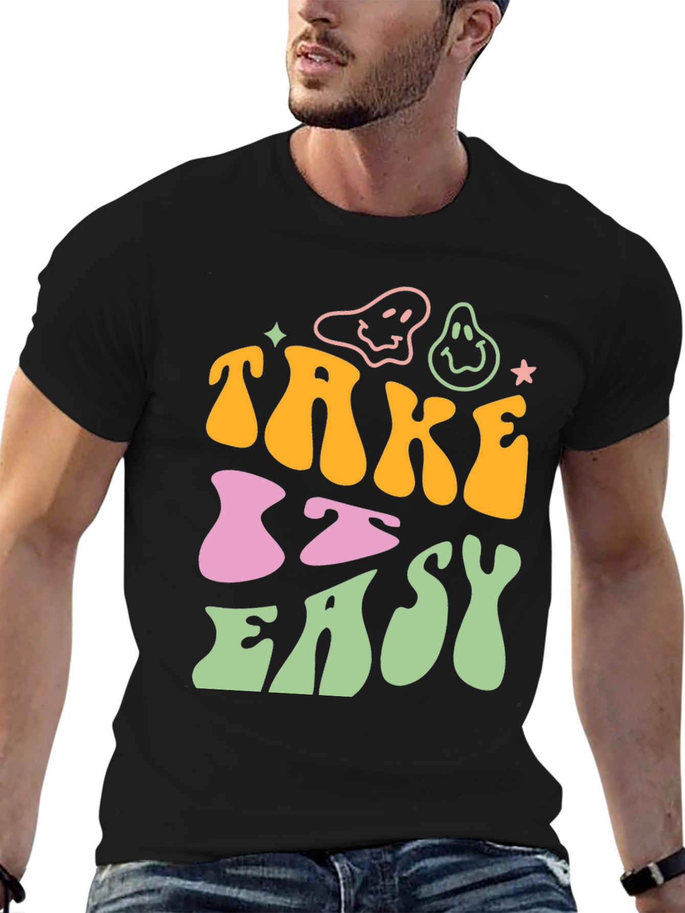 Take It Easy T-Shirt - Retro Smiley Face Tee