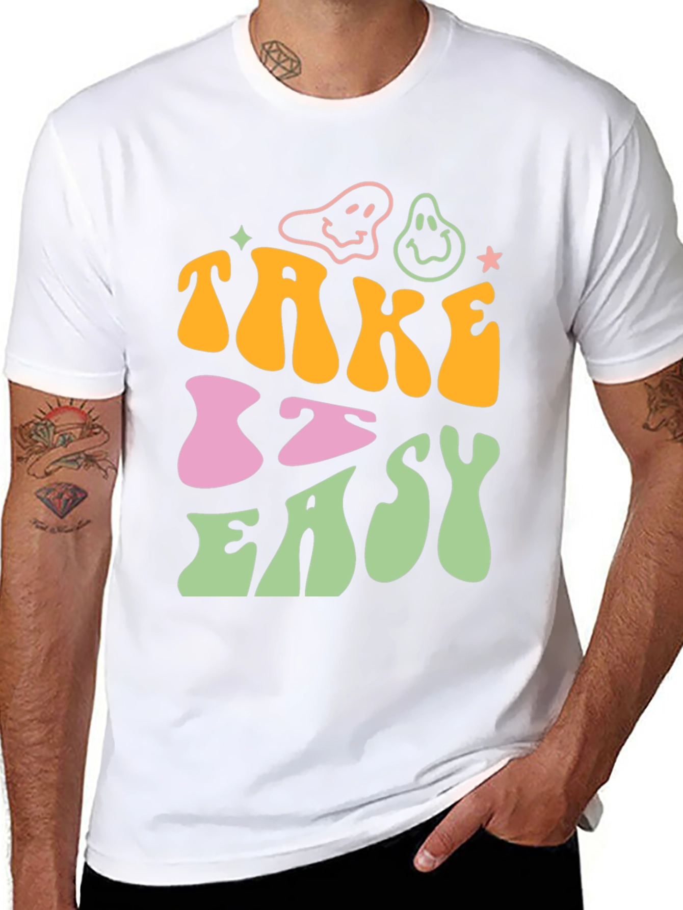 Take It Easy T-Shirt - Retro Smiley Face Tee