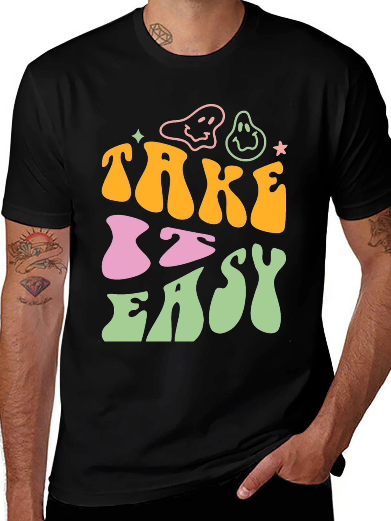 Take It Easy T-Shirt - Retro Smiley Face Tee