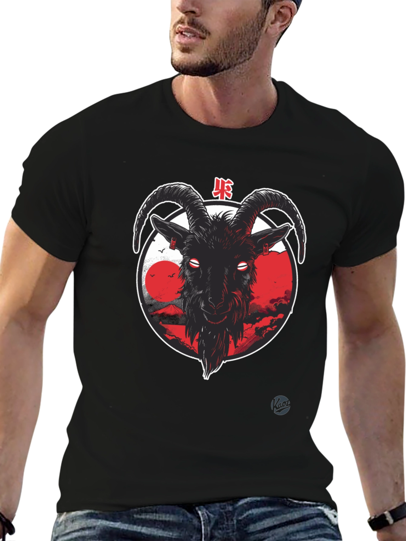Goat Graphic Tee - Japanese Style Black T-Shirt