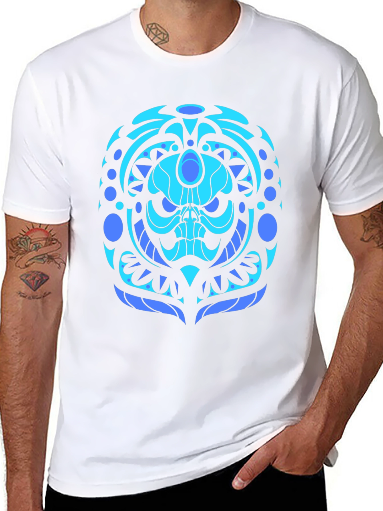 Cool Blue Skull Graphic Tee