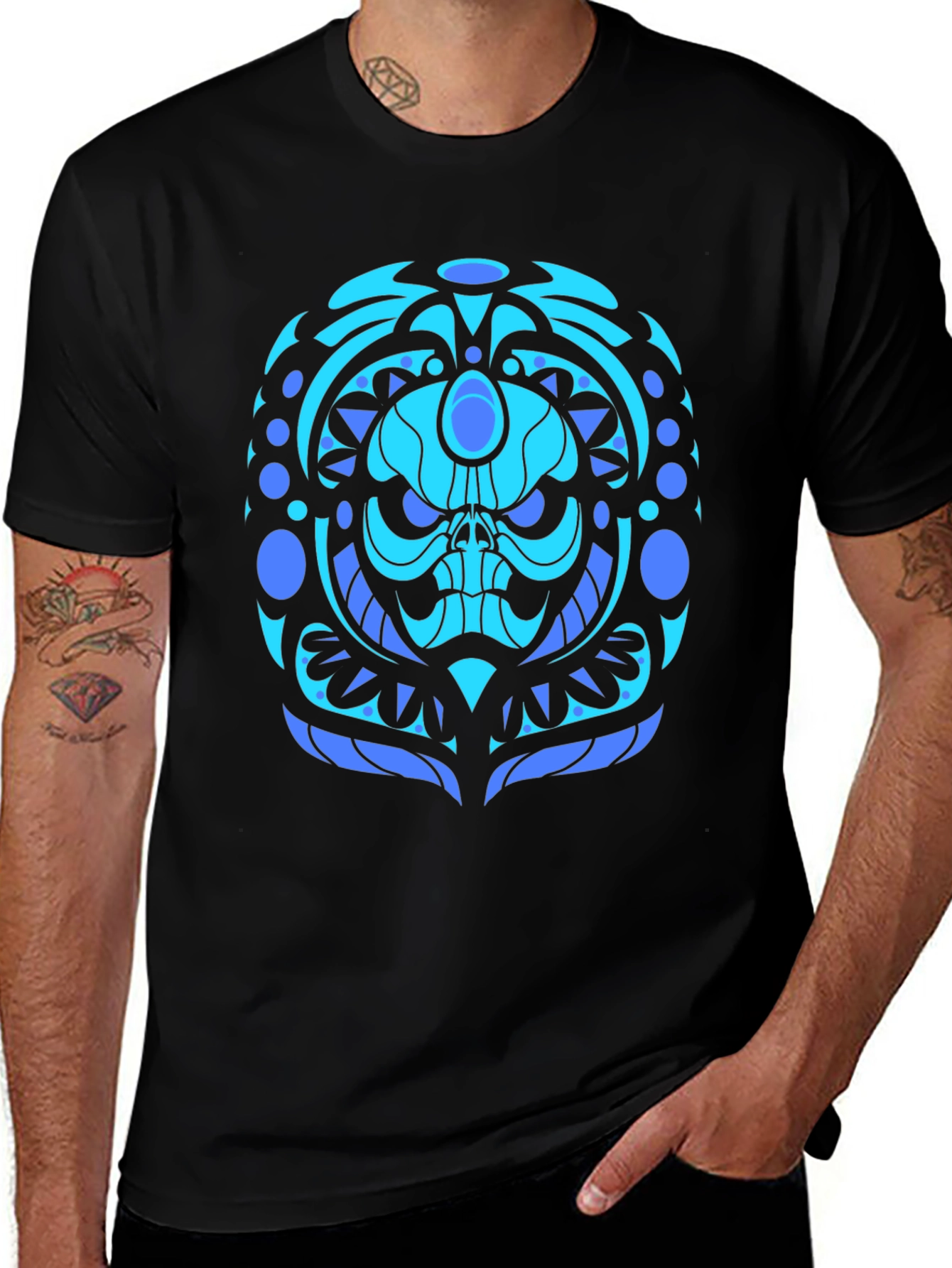 Cool Blue Skull Graphic Tee