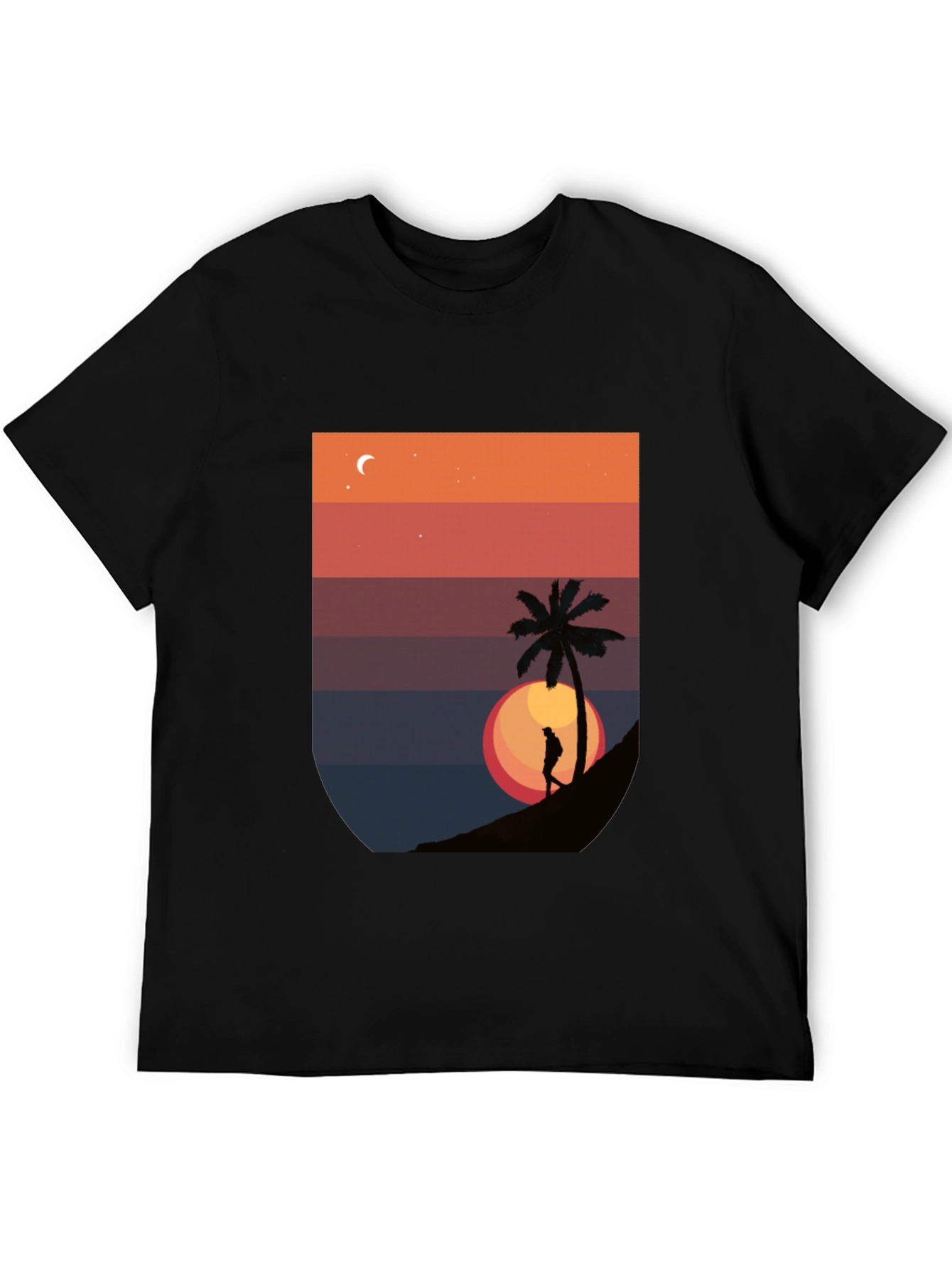 Sunset Palm Graphic T-Shirt - Mens Black Tee
