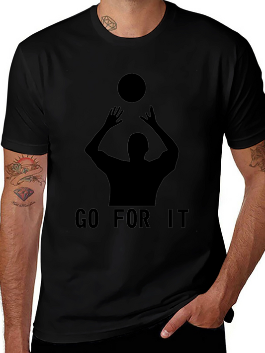 Go For It Volleyball Graphic Tee - Black Cotton T-Shirt